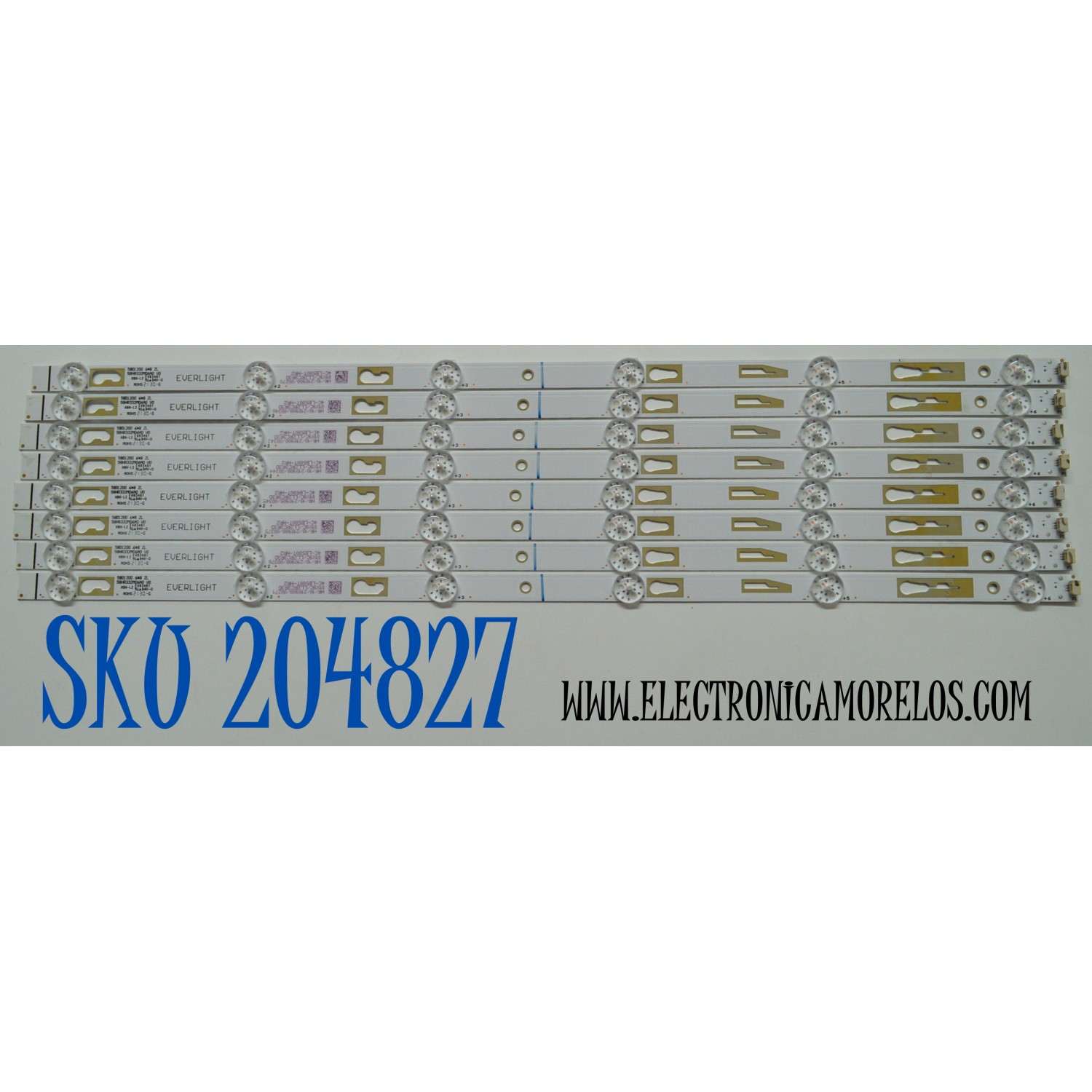 KIT DE LEDS ORIGINAL PARA TV KALLEY 8 PIEZAS / NUMERO DE PARTE 58HR332M06A0 / 58HR332M06A0 V0 / 58D1200 / HR/10/210908 / 01X9C/LL2RC3R3D / 4C-LB580T-HR2 / PANEL LVU580PADX E0034 / DISPLAY CC580PV7D VER.01 / MODELO K-ATV58UHD