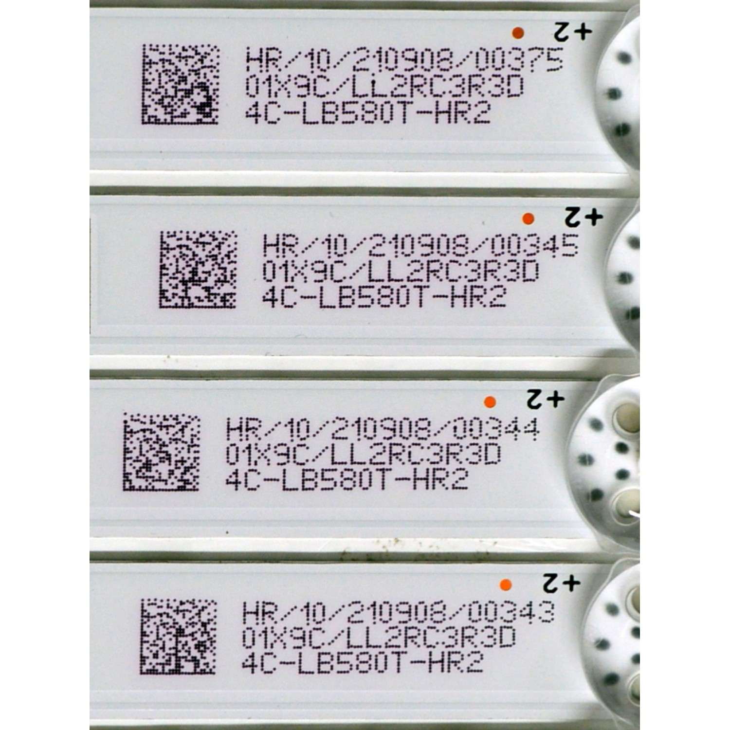 KIT DE LEDS ORIGINAL PARA TV KALLEY 8 PIEZAS / NUMERO DE PARTE 58HR332M06A0 / 58HR332M06A0 V0 / 58D1200 / HR/10/210908 / 01X9C/LL2RC3R3D / 4C-LB580T-HR2 / PANEL LVU580PADX E0034 / DISPLAY CC580PV7D VER.01 / MODELO K-ATV58UHD - Imagen 2