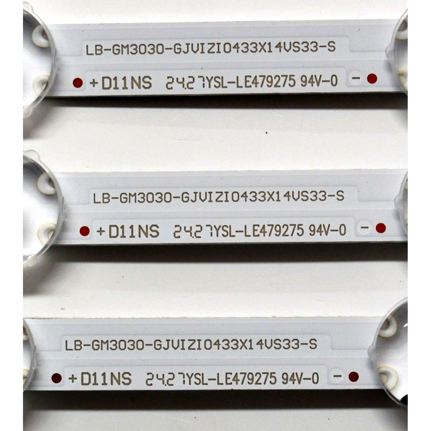 KIT DE LEDS ORIGINAL PARA TV VIZIO 3 PIEZAS / NUMERO DE PARTE GJVIZIO433X14VS33 / GJVIZI0433X14VS33 / LB-GM3030-GJVIZIO433X14VS33-S / LB-GM3030-GJVIZI0433X14VS33-S / 210BZ14D0B334BHC0X / PANEL TPT430WR-QVN03.U / DISPLAY T430QVN03.T / MODELO VQD43M-0801 - Imagen 2