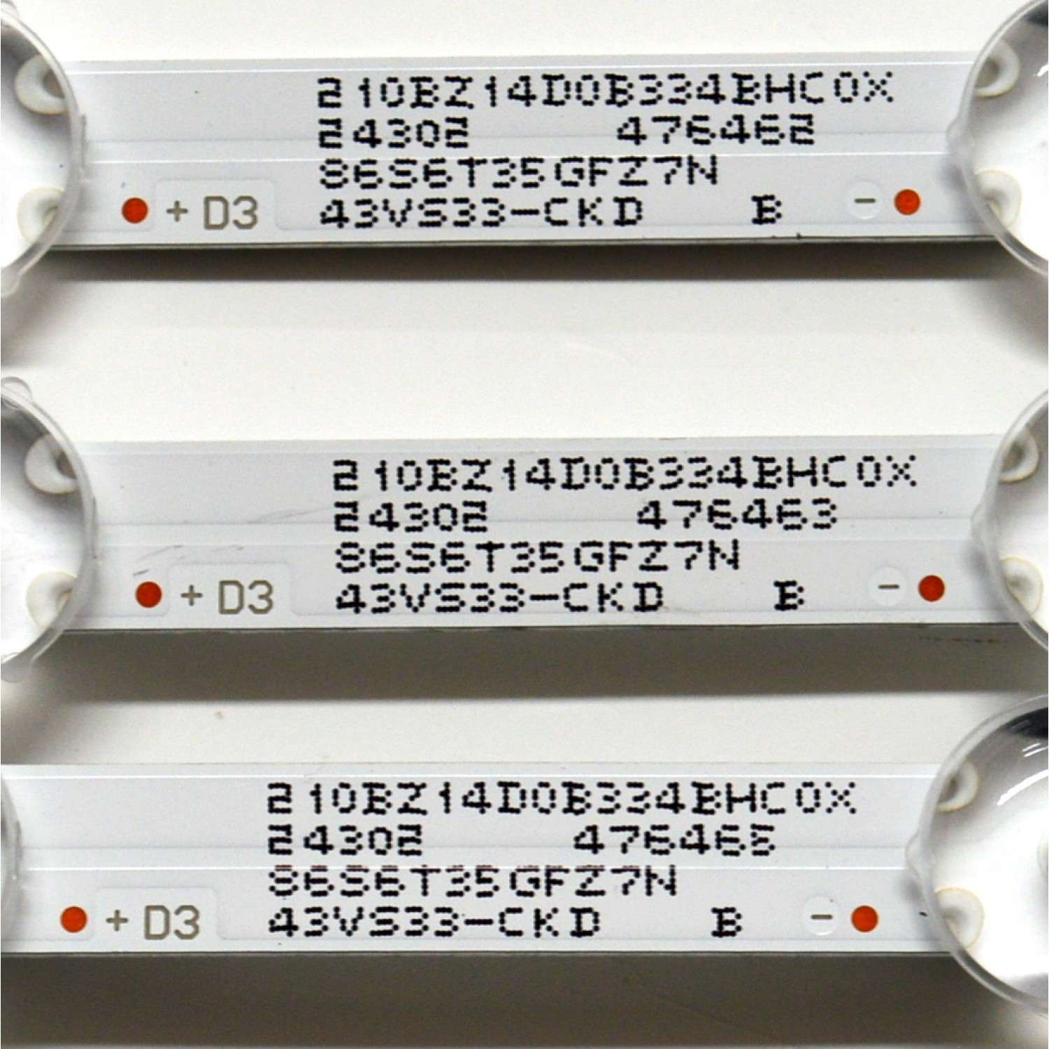 KIT DE LEDS ORIGINAL PARA TV VIZIO 3 PIEZAS / NUMERO DE PARTE GJVIZIO433X14VS33 / GJVIZI0433X14VS33 / LB-GM3030-GJVIZIO433X14VS33-S / LB-GM3030-GJVIZI0433X14VS33-S / 210BZ14D0B334BHC0X / PANEL TPT430WR-QVN03.U / DISPLAY T430QVN03.T / MODELO VQD43M-0801 - Imagen 4