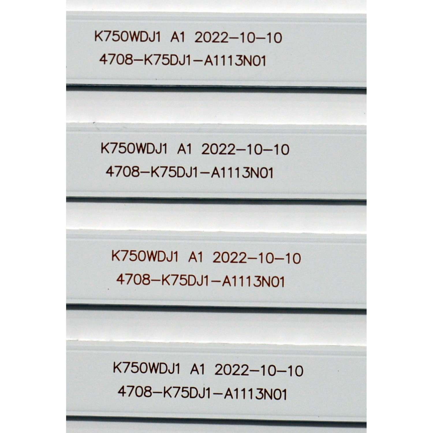 KIT DE LEDS ORIGINAL PARA TV JVC / 12 PIEZAS / NUMERO DE PARTE 4708-K75DJ1-A1113N01 / K750WDJ1 A1 / XRJ1060 / HNSL4708RA0 / 111206-75J11084 / K750WDJ1 / 249464 / JF-240918-3195E532 / PANEL K750WDJ1 / DISPLAY HV750QUB-F91 / MODELO SI75URF / ONR75J1U-MX - Imagen 5