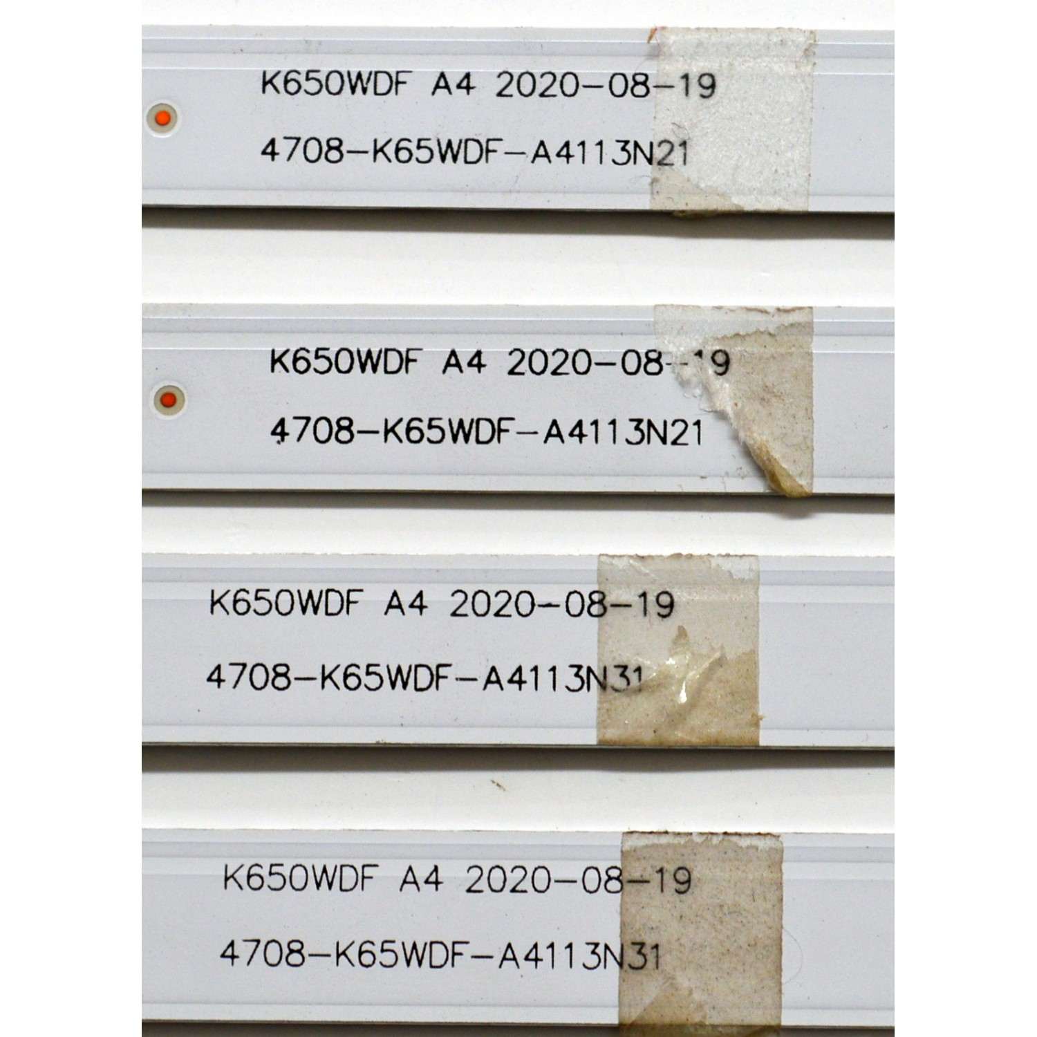 KIT DE LEDS ORIGINAL PARA TV HISENSE 10 PIEZAS / NUMERO DE PARTE 303KG650002 / 303KG65001 / KG65D6B-ZCAG-01 / KG65D6A-ZCAG-01 / K650WDF A4 / 4708-K65WDF-A4113N31 / 4708-K65WDF-A4113N21 / PANEL K650WDF / DISPLAY LC650EQQ (SM)(A3) / MODELO 65R6E4 - Imagen 3