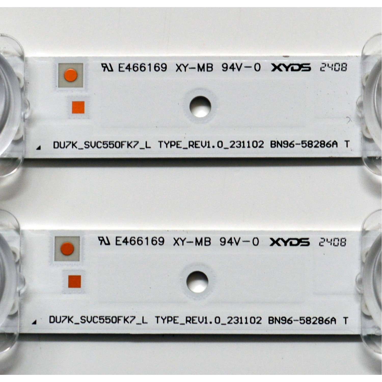 KIT DE LEDS ORIGINAL PARA TV SAMSUNG 4 PIEZAS / NUMERO DE PARTE BN96-58286A / BN96-58287A / DU7K_SVC550FK7_L / DU7K_SVC550FK7_R / TYPE_REV1.0_231102 / 58286A / 58287A / PANEL CY-BD055HGXV2H / DISPLAY LC550EQC (SP)(A3) / MODELO UN55DU7200BXZA WB01 - Imagen 6