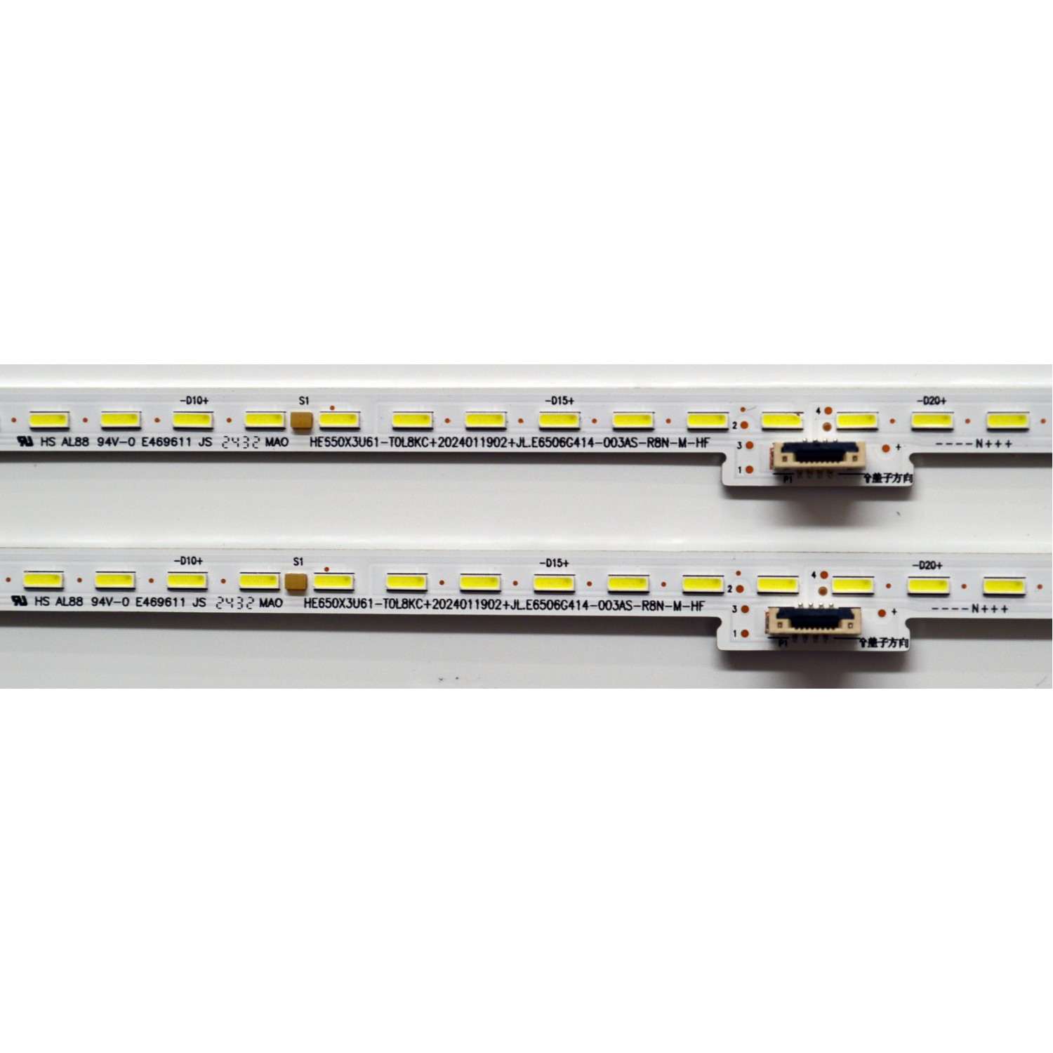 KIT DE LEDS ORIGINAL PARA TV HISENSE 2 PIEZAS / NUMERO DE PARTE JL.E6506G414 / JL.E6506G414-003AS-R8N-M-HF / HE650X3U61-T0L8KC+2024011902+JL.E6506G414-003AS-R8N-M-HF / PANEL HE650X3U61-T0L1 / DISPLAY  PT650GT02-7 VER.1.0 / MODELO 65S75N - Imagen 2
