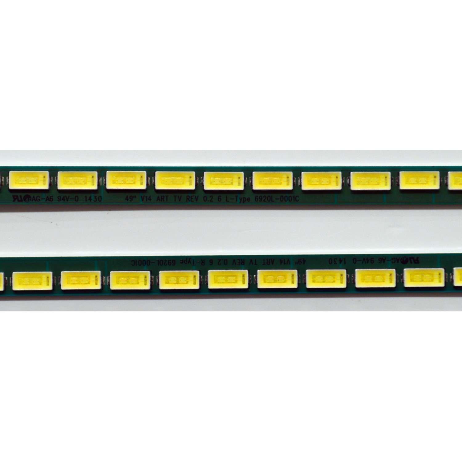 KIT DE LEDS ORIGINAL PARA TV LG 2 PIEZAS / NUMERO DE PARTE 6920L-0001C / 49" V14 ART TV REV 0.2 6 L-TYPE / PANEL LC490EQE (XG)(F2) / MODELO 49UB8500-UA / 49UB8500-UA.AUSWLJM - Imagen 2
