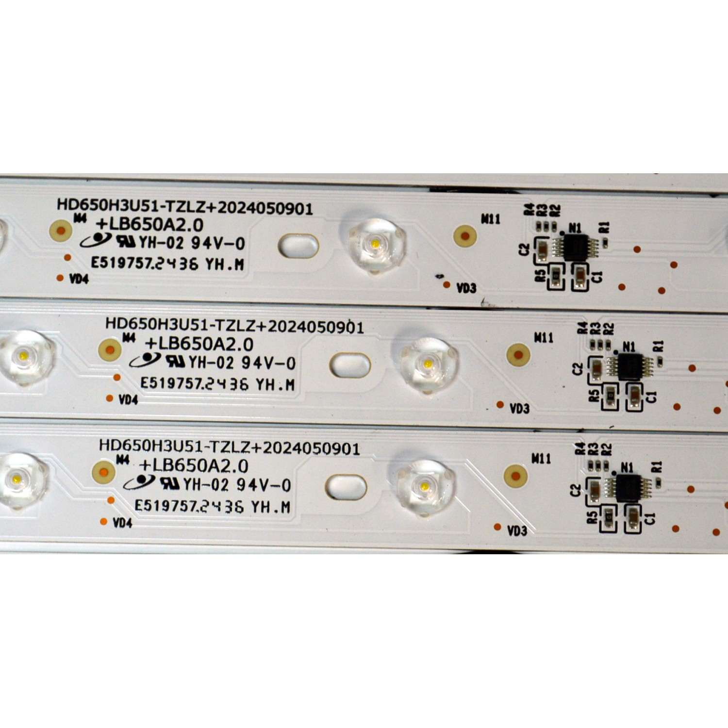 KIT DE LEDS ORIGINAL PARA TV HISENSE 24 PIEZAS / NUMERO DE PARTE LB650A2.0 / HD650H3U51-TZLZ / 2024050901 / LB650A2.0 / RSAG7.820.51169/ROH VER.A / 413136 / HE65 E9P / PANEL HD650H3U51-T0LZ / DISPLAY T650QVN07.H / MODELO 65U75N - Imagen 3