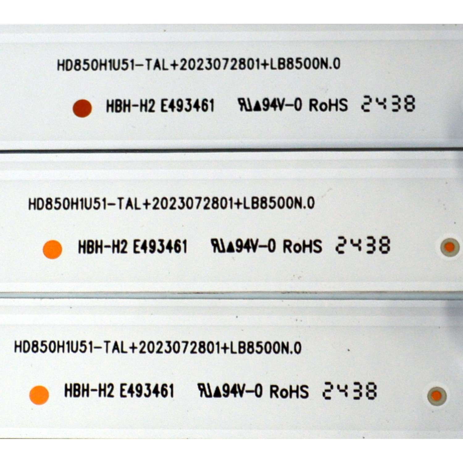 KIT DE LEDS ORIGINAL PARA TV HISENSE 12 PIEZAS / NUMERO DE PARTE LB8500N.0 / HD850H1U51-TAL / 2023072801 / LB8500N.0 / 1314914 / 7MU1 / 7UL2 / PANEL HD850HIU52-T0LF\ROH / DISPLAY T850QVN03.7 / MODELO 85QD75N / 85QD65QV - Imagen 3