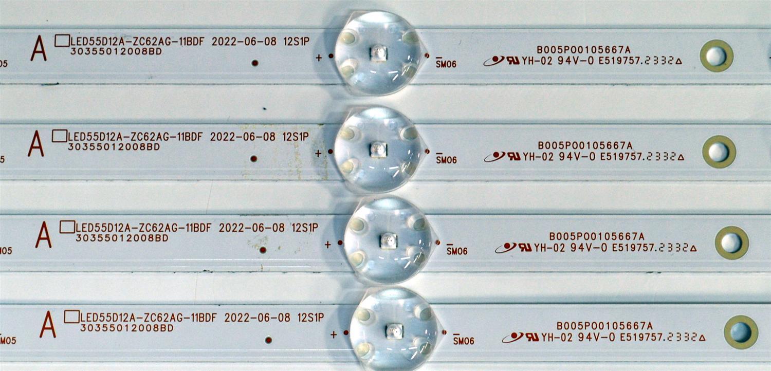 KIT DE LEDS ORIGINAL PARA TV ROKU SELECT SERIES 4 PIEZAS / NUMERO DE PARTE 3035512008BD / LED55D12-ZC62AG-11BDF / B005P00105667A / 23080BC10 / 5500M015 / DISPLAY ST5461D18-2 VER.2.1 / MODELO 55R4A5X - Imagen 4