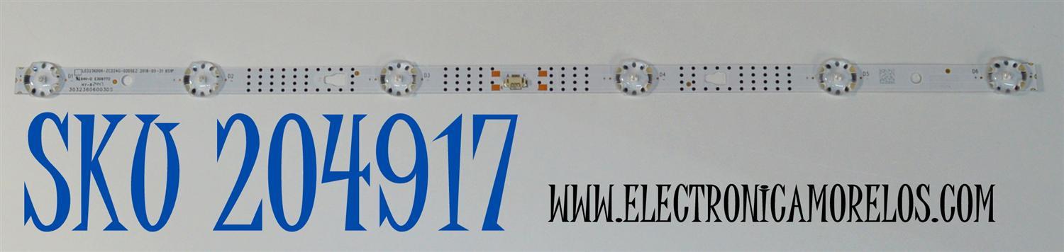 LED ORIGINAL PARA TV ONN 1 PIEZA / NUMERO DE PARTE 30323606003DS / LED236D06-ZC22AG-02DSEZ / 241202AF01 / 23600M26  /DISPLAY PT236AT05-1 VER.1.0 / MODELO 100012590 24" / VHD24M-0810