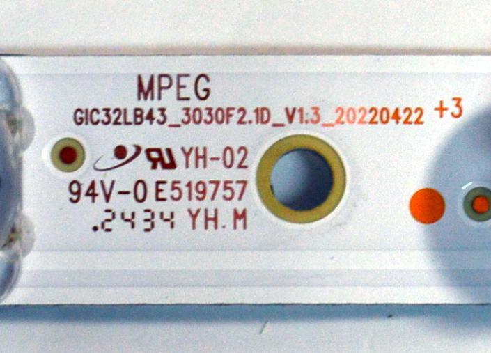 LED ORIGINAL PARA TV TCL 1 PIEZA / NUMERO DE PARTE GIC32LB43 / GIC32LB43_3030F2.1D_V1.3_20220422 / B0101-001061 / PANEL LVW320NDLL / DISPLAY CV320H2-L02 REV:02 / MODELO 32S331 - Imagen 4