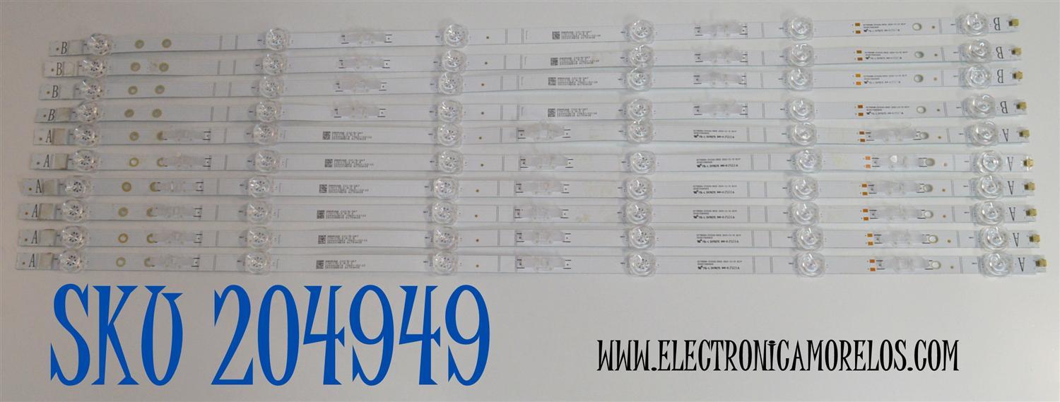 KIT DE LEDS ORIGINAL PARA TV LG 10 PIEZAS / NUMERO DE PARTE 303GC750039CD / 303GC750040CD / GC75D06A-ZC42AG-09CD / GC75D06B-ZC42AG-09CD / 70401-021 / GC750M35 / GC750M36 / PANEL BOEB750WQ19F9F / DISPLAY HV750QUB-F9F / MODELO 75UA7500ZUA.CUSFBH