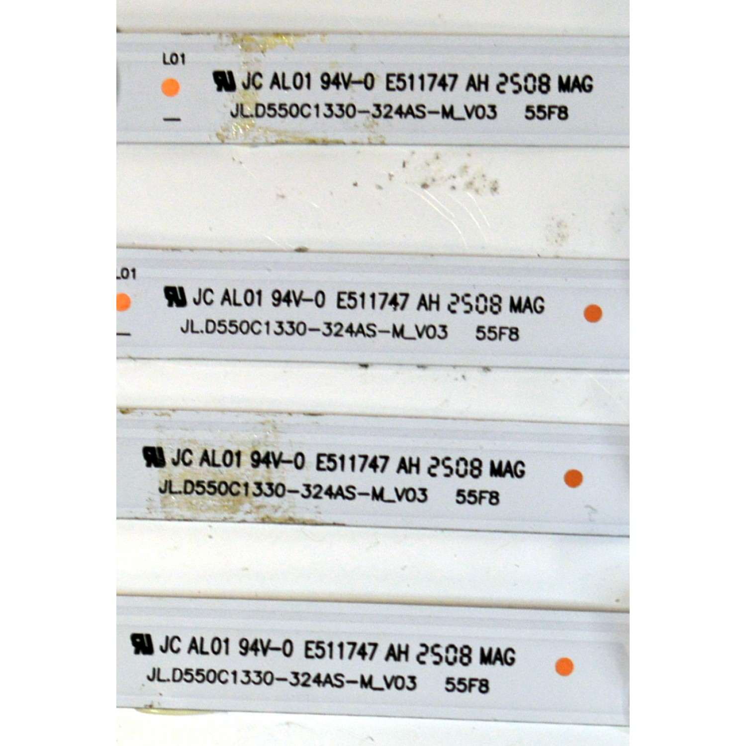 KIT DE LEDS ORIGINAL PARA TV VIZIO 4 PIEZAS / NUMERO DE PARTE JL.D550C1330-324AS-M / JL.D550C1330-324AS-M_V03 / 55F8 / 18BP2X2-9 / D250225 / 70401-02071  /PANEL BOEI550WQ1 / DISPLAY HV550QUB-F70 REV.2.0 / MODELO M55Q6-L4 / M55Q6-L4 LBVFN8KB - Imagen 3