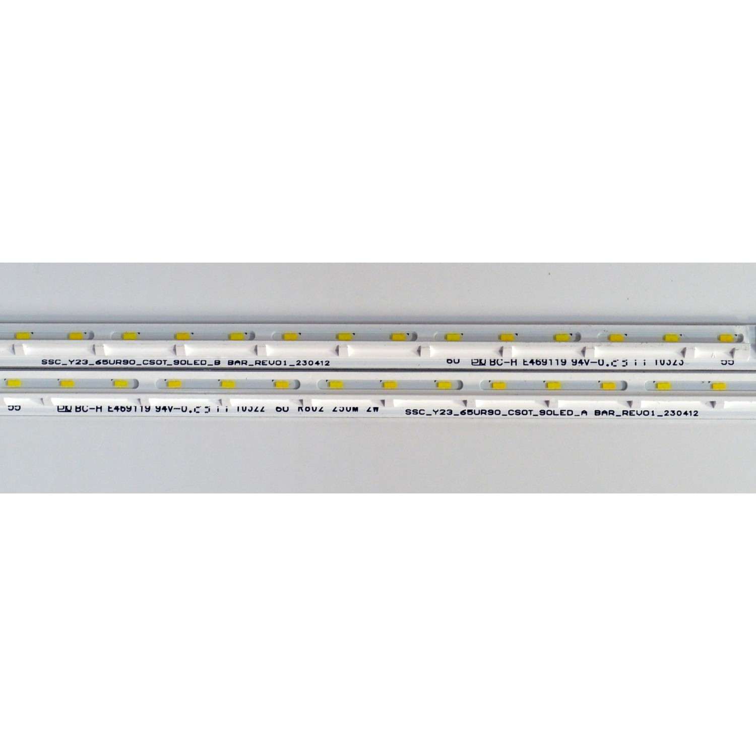 KIT DE LEDS ORIGINAL PARA TV LG 2 PIEZAS / NUMERO DE PARTE SSC_Y23_65UR90_CS0T_90LED / SSC_Y23_65UR90_CS0T_90LED_A BAR_REV01_230412 / SSC_Y23_65UR90_CS0T_90LED_B BAR_REV01_230412 / PANEL NC650EQG-VCMH1 / DISPLAY ST6451D06-2 / MODELO 65UA7500ZUA.BUSFLKR - Imagen 2
