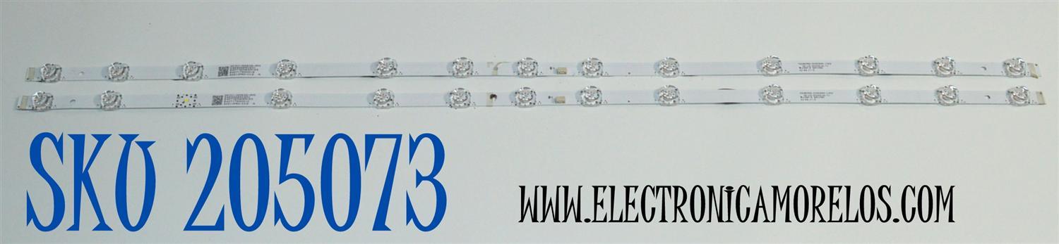 KIT DE LEDS ORIGINAL PARA TV TCL 2 PIEZAS / NUMERO DE PARTE 43V8EPRO-ZX3030A1 / 43V8EPRO-ZX3030A1-13X2-GX-V3-20240126-TJ / N0101-000508-A00 / 5628862A1 / 240716002 / 43S11PRO-CKD A  / PANEL LVU430NDAL / DISPLAY T430QVN03.G / MODELO 43S451