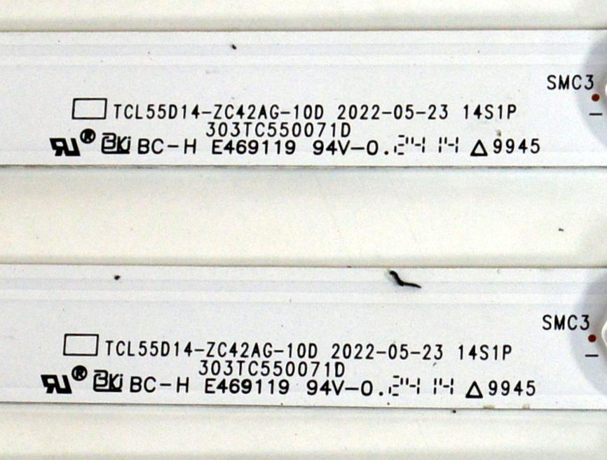 KIT DE LEDS ORIGINAL PARA TV PHILIPS 4 PIEZAS / NUMERO DE PARTE 303TC550071D / TCL55D14-ZC42G-10 / 4L-ZX055T-ZC018C / 2300022879 / 240411AB02 / TC550MA7 / PANEL LVU550CSDX E1006 / T8-55D6171-LPFY008 / DISPLAY ST5461D12-6 VER.2.2 / MODELO 55PUL7973/F7 - Imagen 3