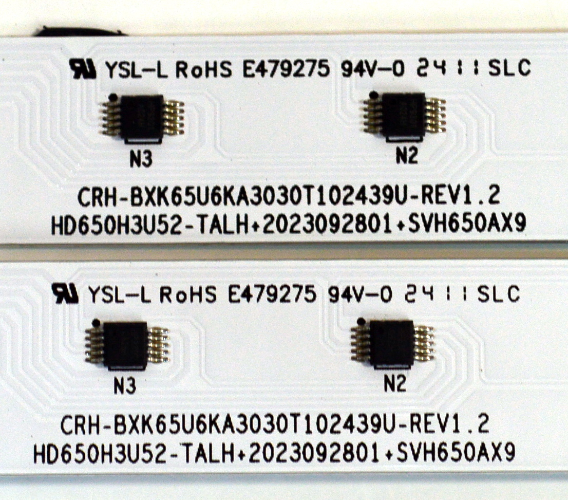 KIT DE LEDS ORIGINAL PARA TV HISENSE 24 PIEZAS / NUMERO DE PARTE SVH650AX9 / CRH-BXK65U6KA3030T102439U-REV1.2 / HD650H3U52-TALH/2023092801/SVH650AX9 / RSAG7.820.13755/ROH VER.A / PANEL HD650H3U52-T0LH / DISPLAY T650QVN07.5 / MODELO 65U6N / 65U6N 65U66LUA - Imagen 4