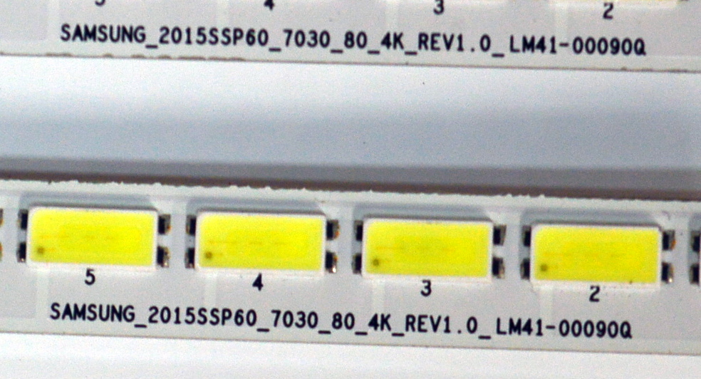 KIT DE LEDS ORIGINAL PARA TV SHARP 2 PIEZAS / NUMERO DE PARTE LM41-00090Q / SAMSUNG_2015SSP60_7030_80_4K_REV1.0_LM41-00090Q / MODELO LC-60UD27U - Imagen 2