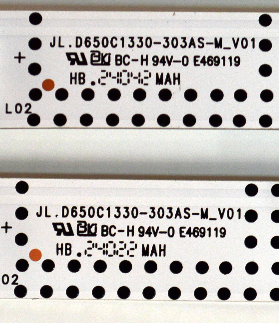 KIT DE LEDS ORIGINAL PARA TV EVL 4 PIEZAS / NUMERO DE PARTE JL.D650C1330-303AS-M / JL.D650C1330-303AS-M_V01 / 1.3.10706500377 / N240316 / DISPLAY PT650GS03-1 / MODELO 65EVLS4 - Imagen 4