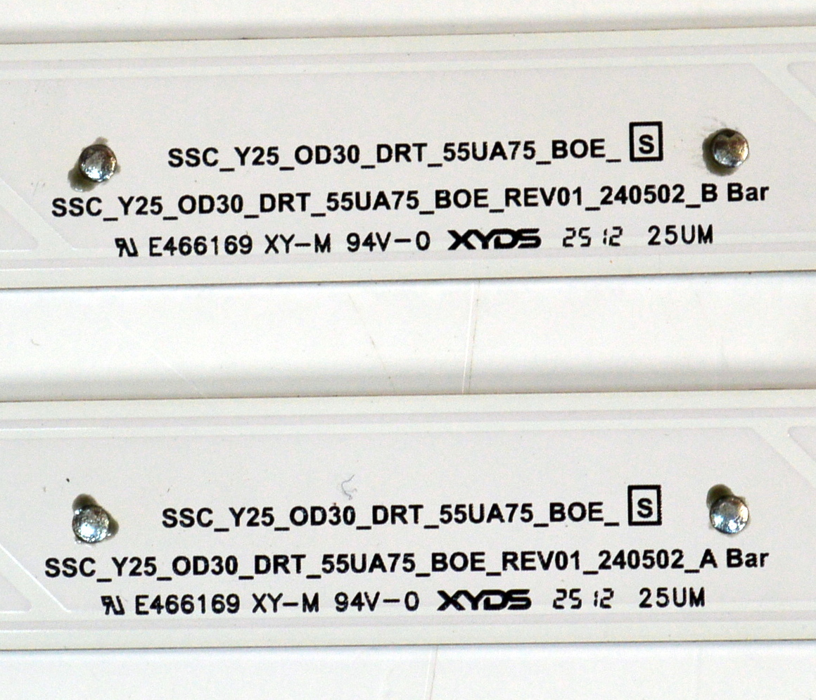 KIT DE LEDS ORIGINAL PARA TV LG 4 PIEZAS / NUMERO DE PARTE EAV65091901 / EAV65092001 / SSC_Y25_OD30_DRT_55UA75_BOE_S / SSC_Y25_OD30_DRT_55UA75_BOE_REV_240502_B BAR / PANEL NC550DQG-VHPH3 / DISPLAY PT550GT07-3 / MODELO 55UA8000PSB / 55UA8000PSB.BWMSLKR - Imagen 4