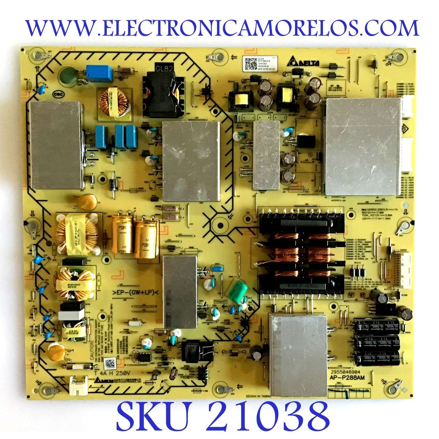 FUENTE DE PODER ORIGINAL PARA TV SONY / NUMERO DE PARTE 1-474-729-21 / AP-P288AMB / 2955046904 / 147472921 / SUSTITUTA 147472911 / PANEL LC650EQL (SL)(A1) / MODELOS XBR-65X850G / XBR-65X850F