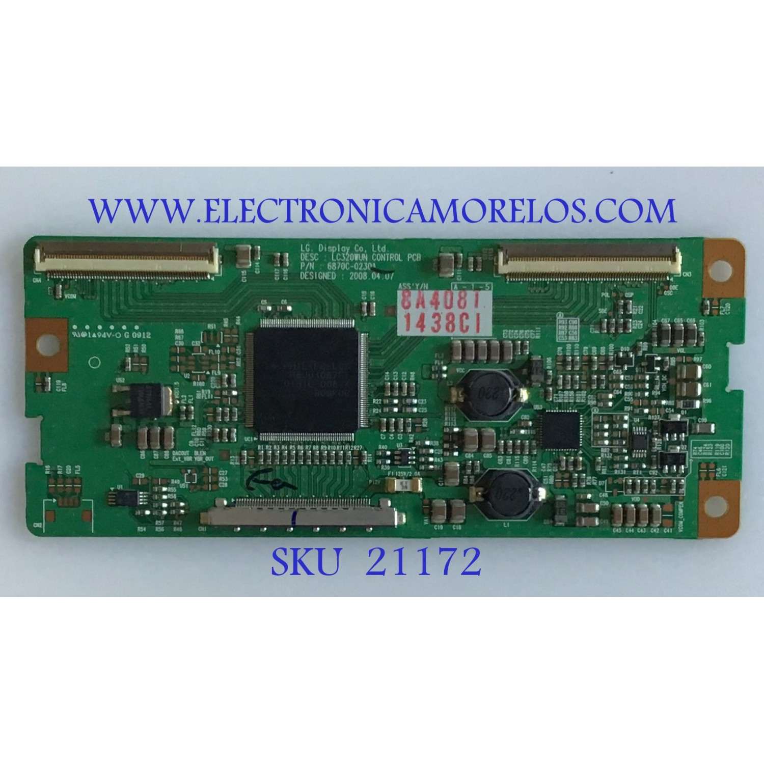 T-CON LG / 6871-1438C / 6870C-0230A / 1438C / LC320WUN / PANEL LC320WUN(SA)(B1) / MODELO 32LH30-UA.AUSVLVM