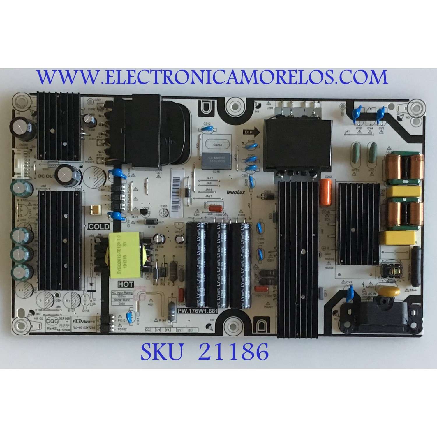 FUENTE DE PODER VIZIO / NUMERO DE PARTE PW.176W1.681 / V655-G9 / PW.176W1.681 / G19070526 / PANEL V650DJ4-D03  REV.C1 / MODELOS V655-G9 LINIYBMV / LIAIYBTW / V655-G9 LIAIYBMV / V655-H9 LINIZCUW / V655-H4 LBPFZZ