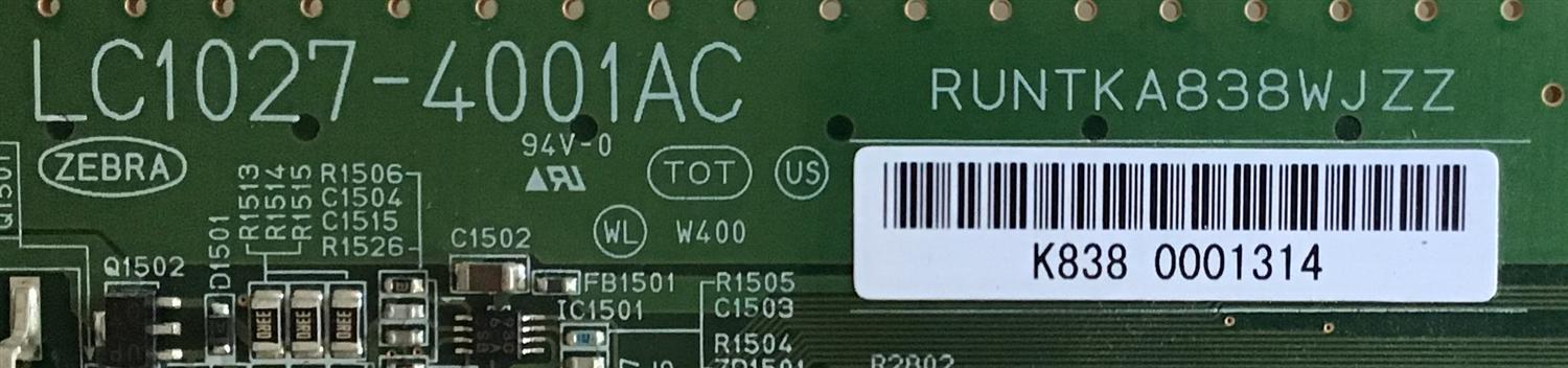 LED DRIVER SHARP / RUNTKA838WJZZ / LC1027-4001AC / PANEL LK695D3GW10Z / MODELO PRO-70X5FD - Imagen 2