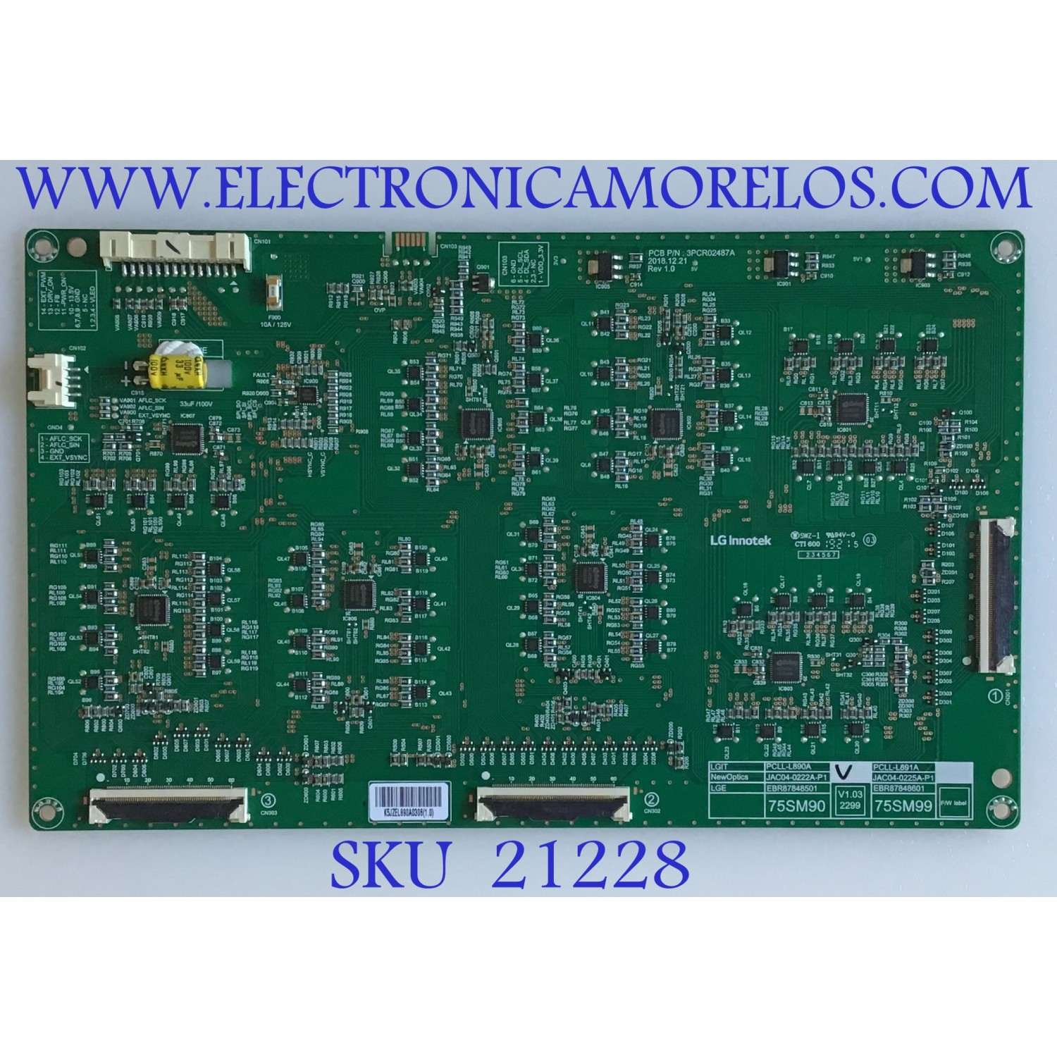 LED DRIVER LG SMART TV 4K CINEMA HDR / EBR87848501 / 3PR02487A  / PCLL-L890A / JAC04-0222A-P1/ 75SM90 / PANEL NC750DQD-AAHH1 / MODELO 75SM9070PUA.AUSYLJR