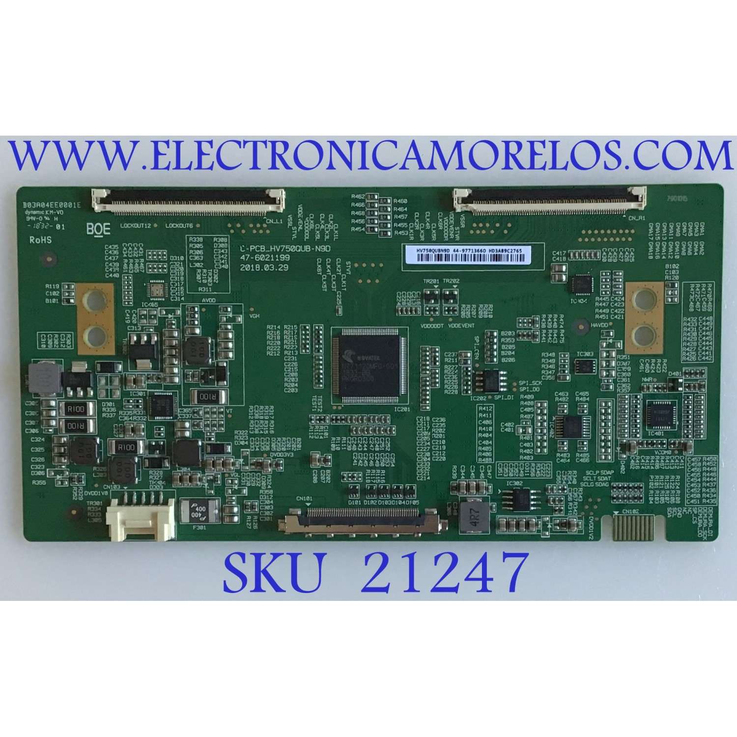 T-CON PARA TV LG / NUMERO DE PARTE 44-9771366O / 47-6021199 / HV750QUBN9D / 44-97713660 / C-PCB-HV750QUB-N9D / PANEL  NC750DQE-ABGR2 / DISPLAY HV750QUB-N9D / MODELOS 75UK6190PUB / 75UK6570PUB / 75UM6970PUB / 75UM7570AUE / 75UM7570PUD
