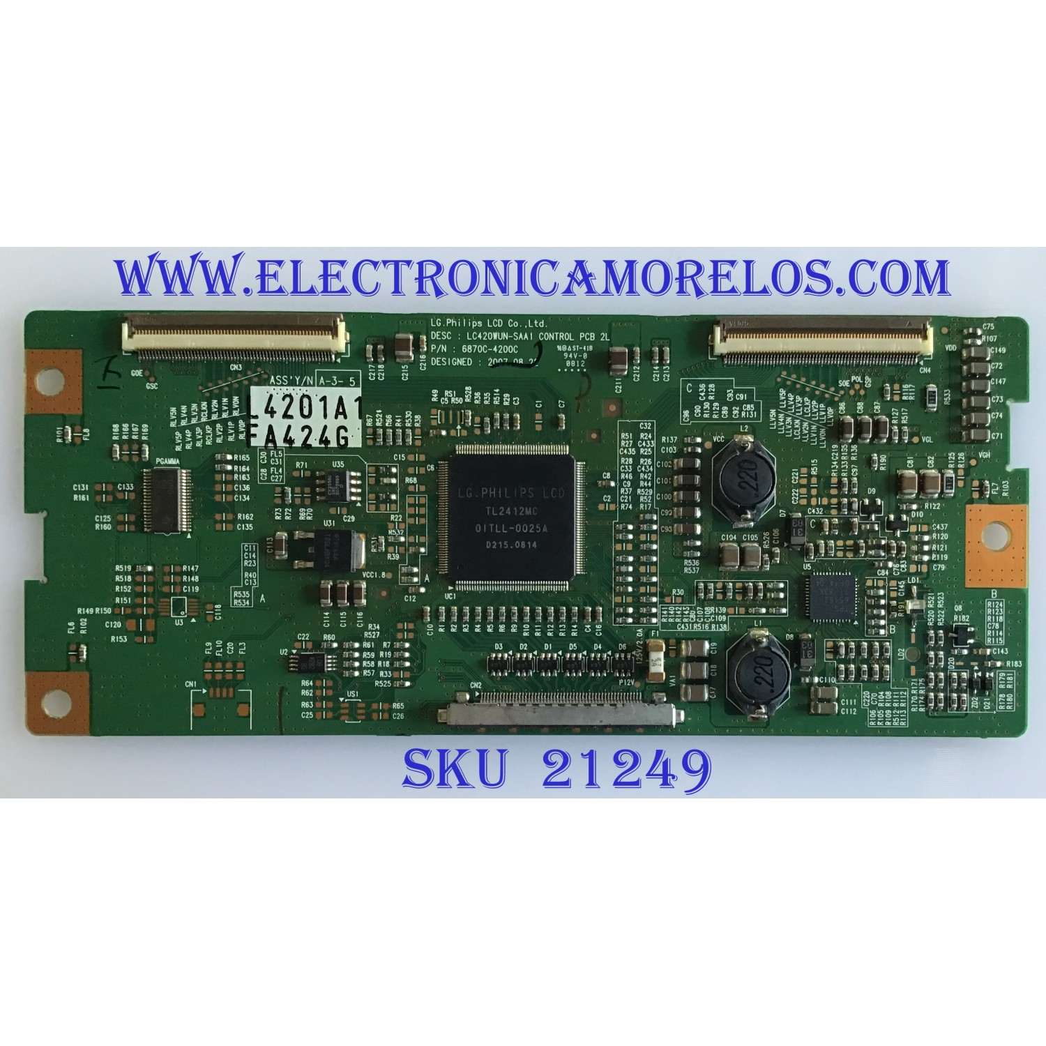 T-CON PARA TV PHILIPS / NUMERO DE PARTE 6871L-4201A / 6870C-4200C / PARTE SUSTITUTA 6871L-4201B / PANEL LC420WUE (SA)(A1) / MODELOS 42PFL3603D/27 / 42MF438B/F7 / 42PFL3704D/F7 / 42PFL5603D/27 / 42PFL5603D/F7 / 42TA648BX/37 / VS420LF1A / VW42LFHDTV10A