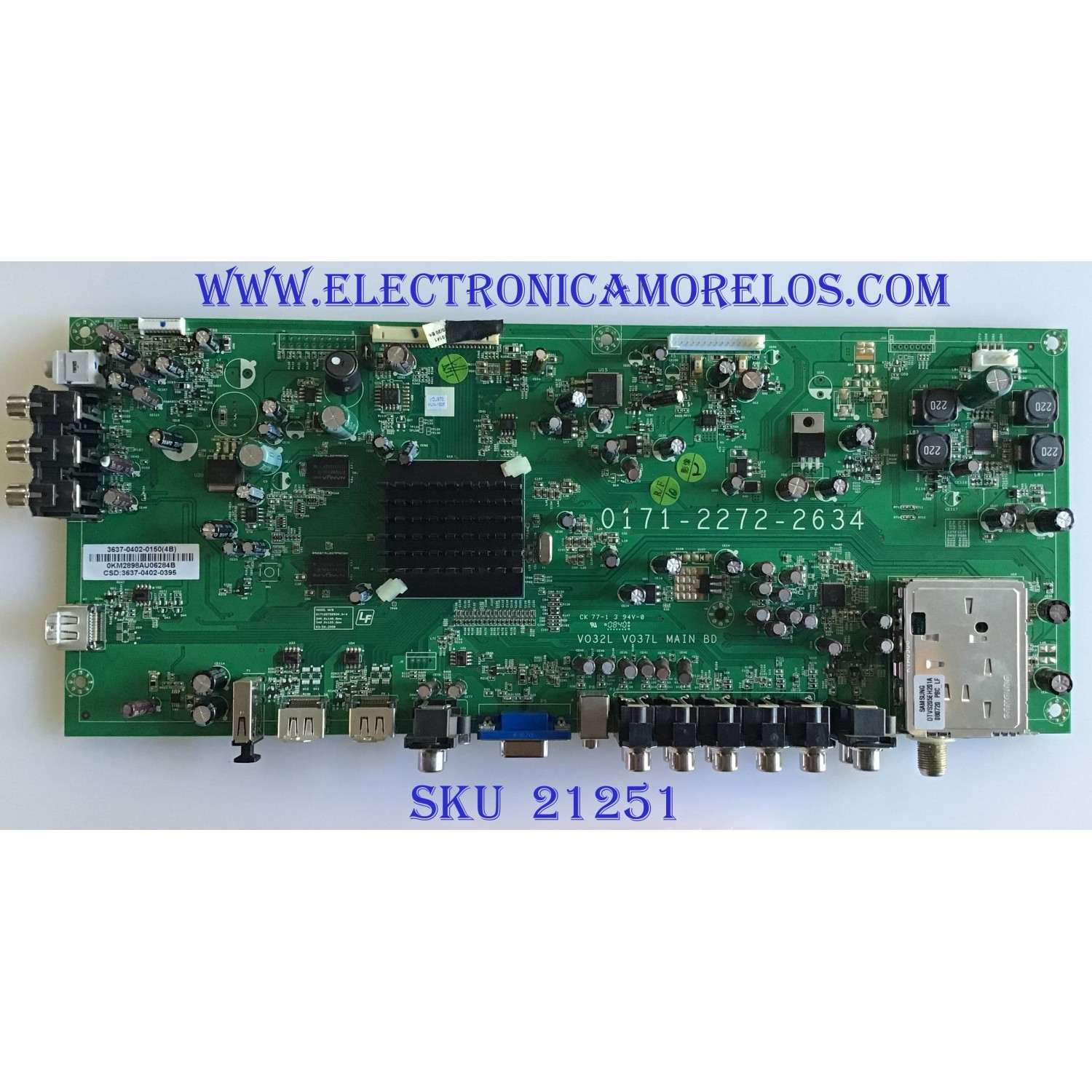 MAIN VIZIO / 3637-0402-0150 / 0171-2272-2634 / 3637-0402-0395 / PANEL LC370WUN-SAB1 / MODELO VOJ370F1A LUPDRAJ
