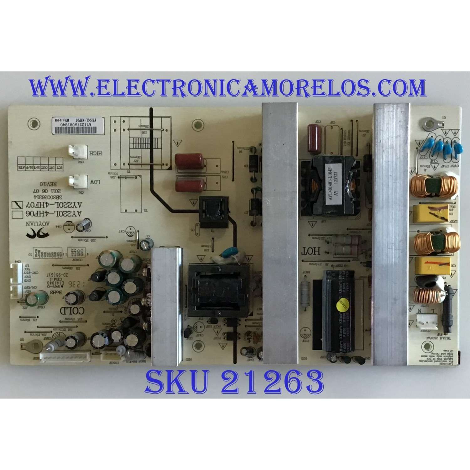 FUENTE DE PODER SCEPTRE / AY220L-4HF07 / 3BS0026314 / AY1237A08 / PANEL V400H1-L12 REV. C1 / MODELO X405BV-FHD