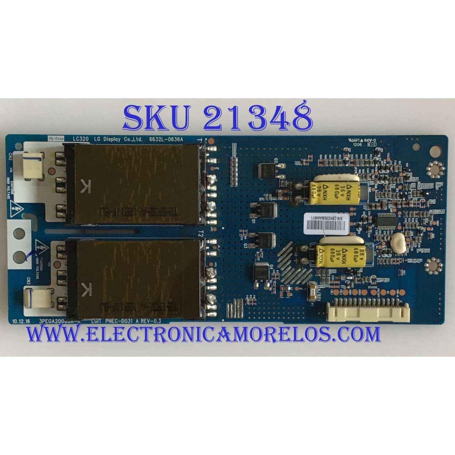 BACKLIGHT INVERTER  LG / 6632L-0636A / 3PEGA20003A-R / PANEL LC320WUN-SCA2 / MODELO 32CS560-UE