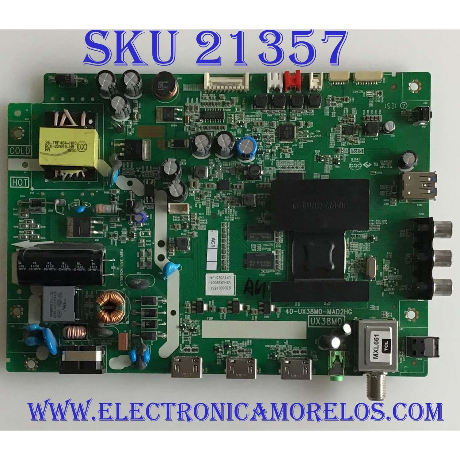 MAIN FUENTE (COMBO) TCL /V8-UX38001-LF1V025 / 32S3750TQAA / 40-UX38M0-MAD2HG / V8-UX38001-LF1V025(J4) / GTC0000153A / PANEL LVW320CS0T / MODELO 32S3750QAA / 32S3750