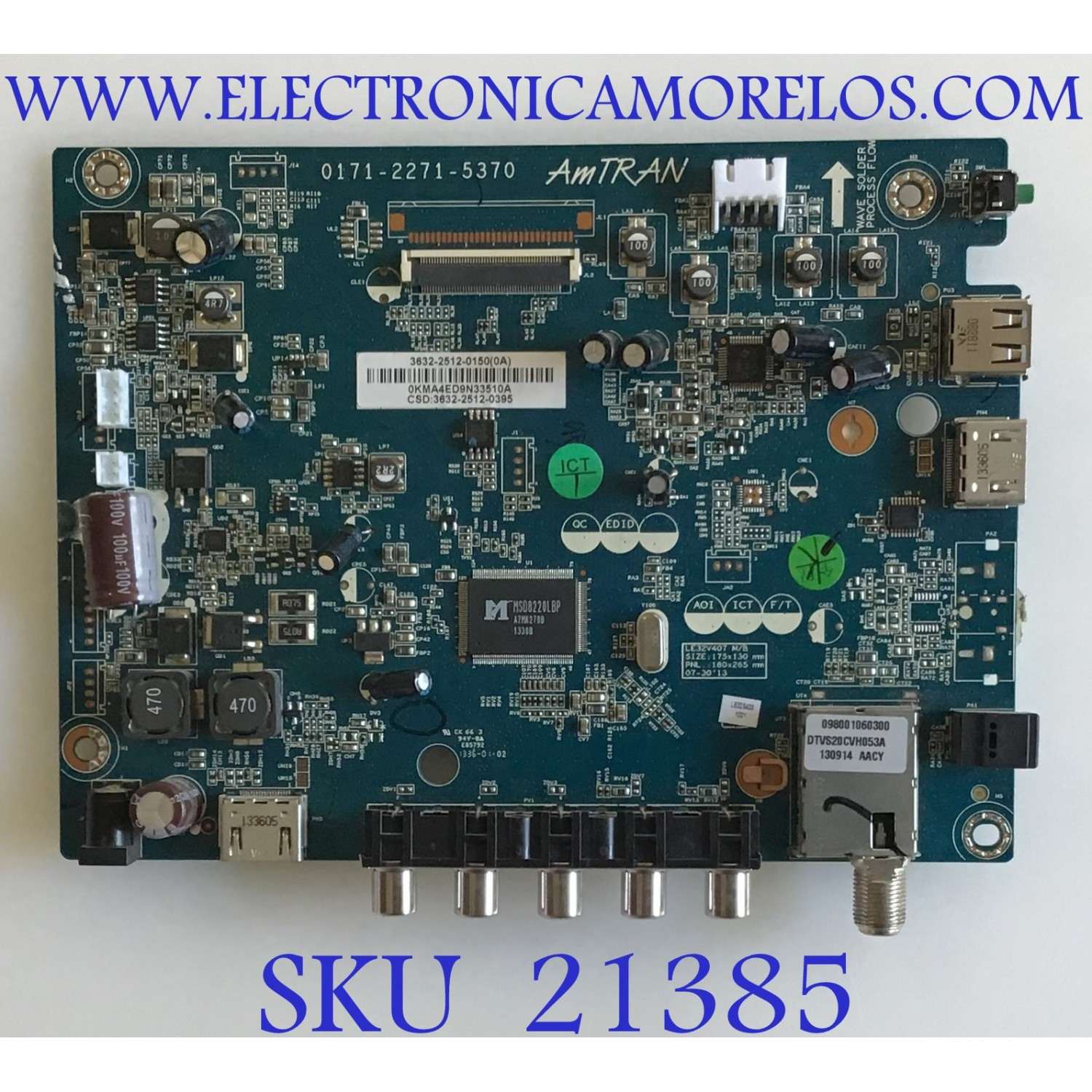 MAIN HITACHI / 3632-2512-0150 / 0171-2271-5370 / 3632-2512-0395 / PANEL LSC320HN04-001 / MODELO LE32V407