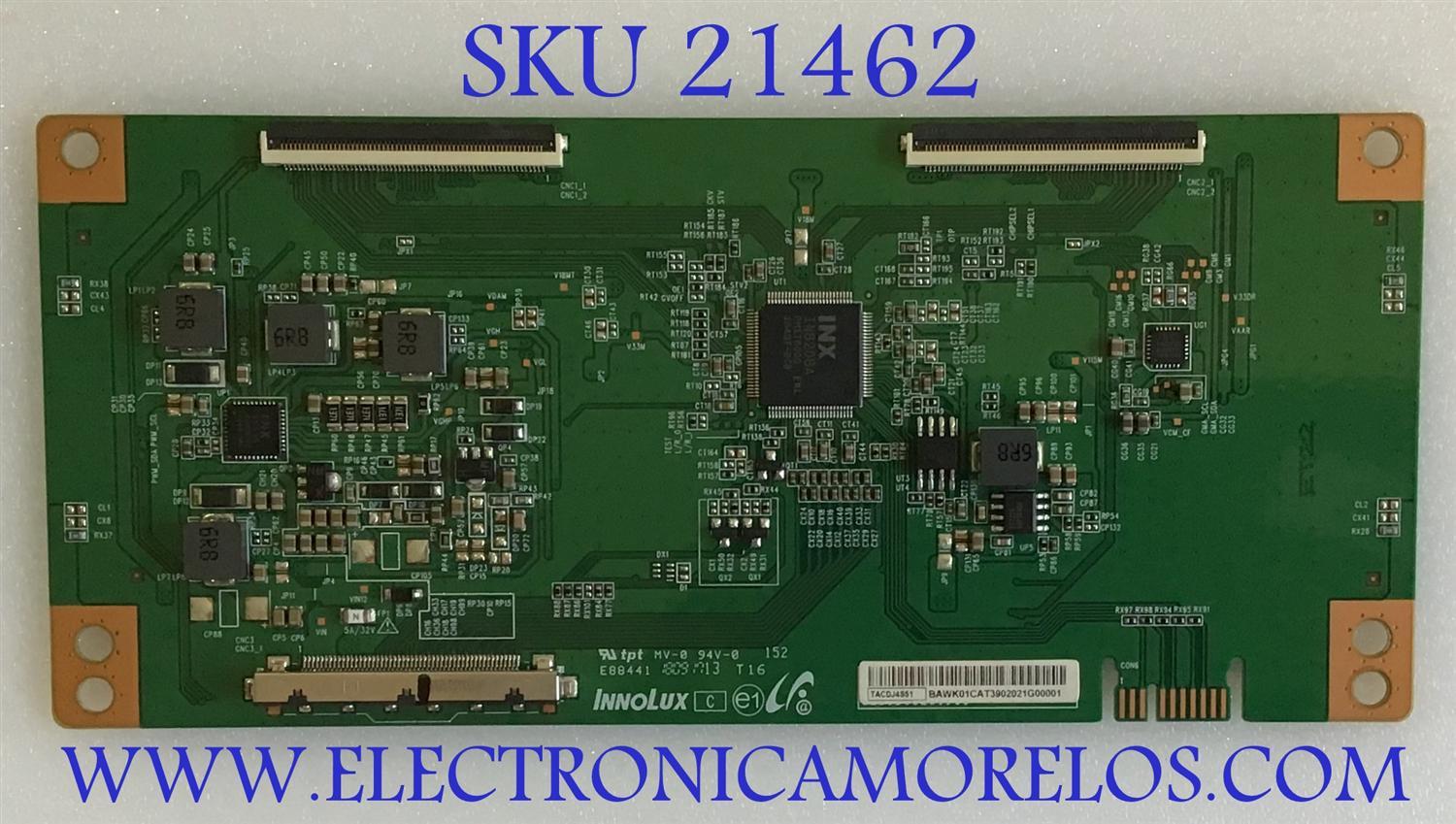 T-CON PARA TV TCL / NUMERO DE PARTE TACDJ4S51 / E88441 / PANEL LVU650NDEL / DISPLAY V650DJ4-QS5 REV.C1 / MODELO 65S423 / 65S425
