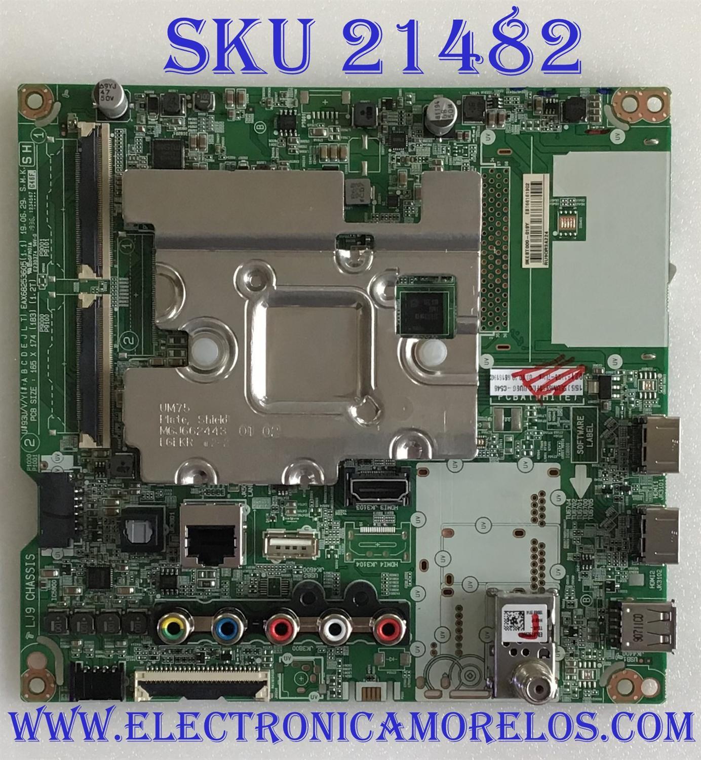 MAIN PARA TV LG 4K·UHD SMART TV / NUMERO DE PARTE EBT66161902 / EAX68253604 / 66161902 / EAX68253604(1.0) / PANEL NC550DGG-ABGX1 / DISPLAY HV550QUB-N4E / MODELO 55UM6910PUC / 55UM6910PUC.BUSGLJR / 55UM6910PUC.BUSGLKR