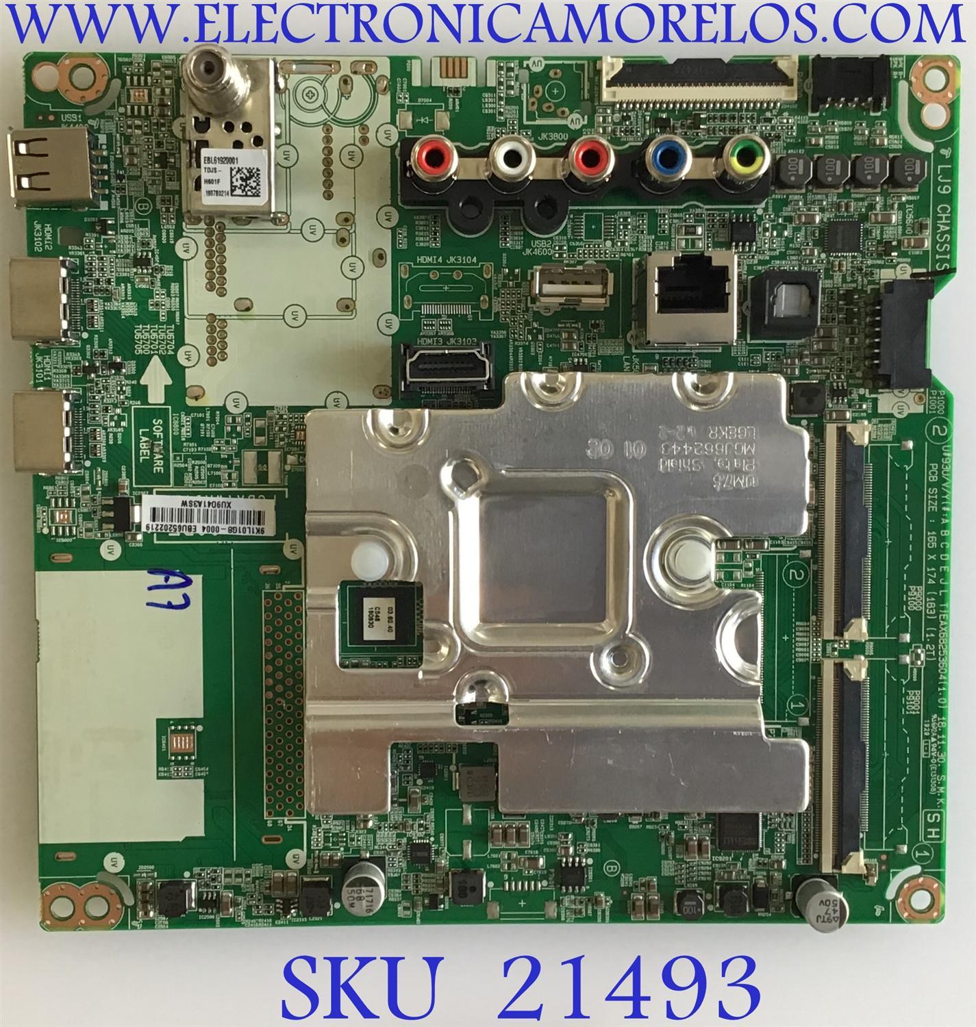MAIN LG / EBU65202219 / EAX68253605(1.1) / EAX68253604(1.0) / PANEL NC430DGG-ABGX1 / MODELO 43UM6910PUA BUSGLJM / PARTE SUSTITUTA EBU65202207