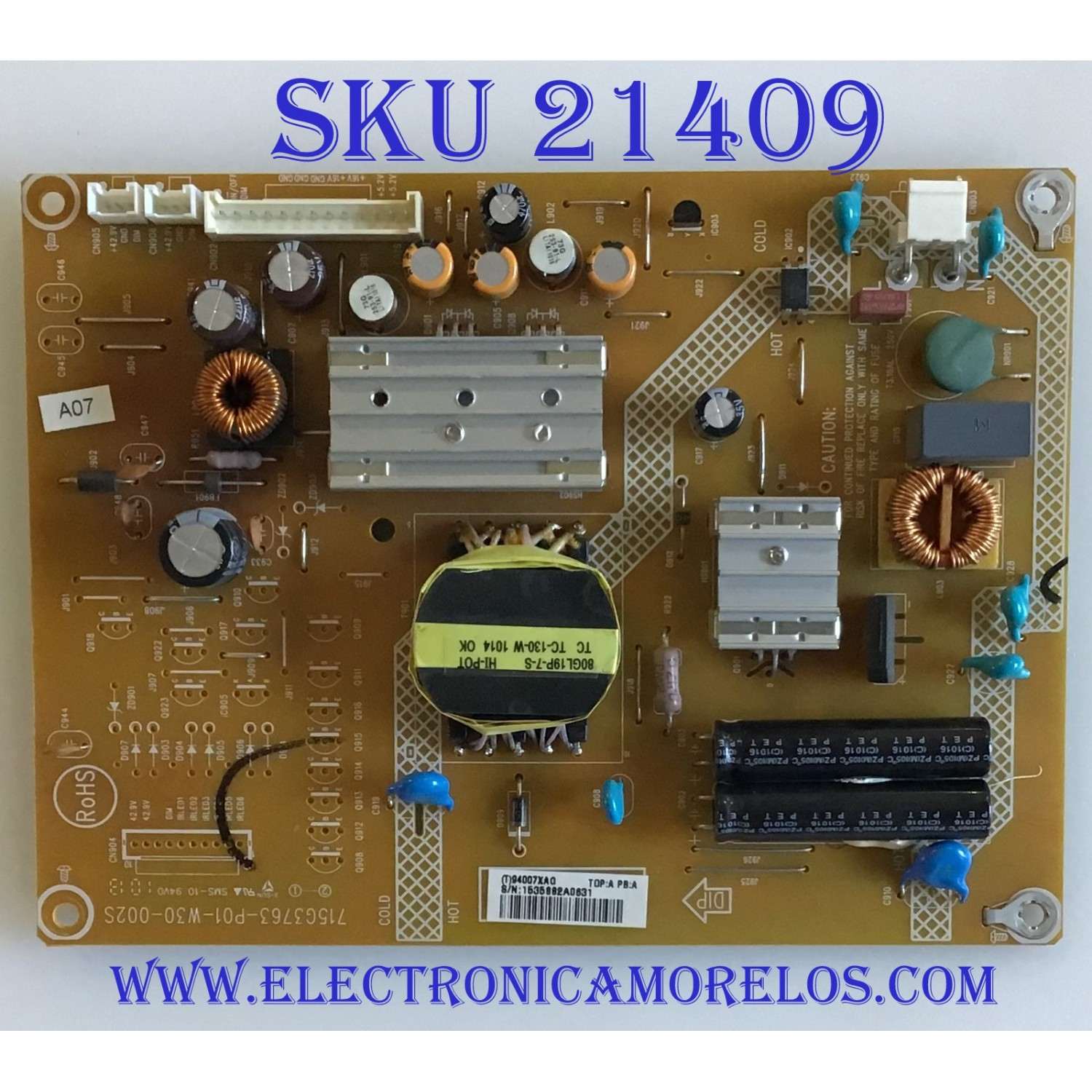 FUENTE DE PODER VIZIO / PWTV94007XAG / 715G3763-P01-W30-002S / (T)94007XAG / PANEL TPM215HW01 REV:V7A1 / MODELO M220VA LTLAGEBL