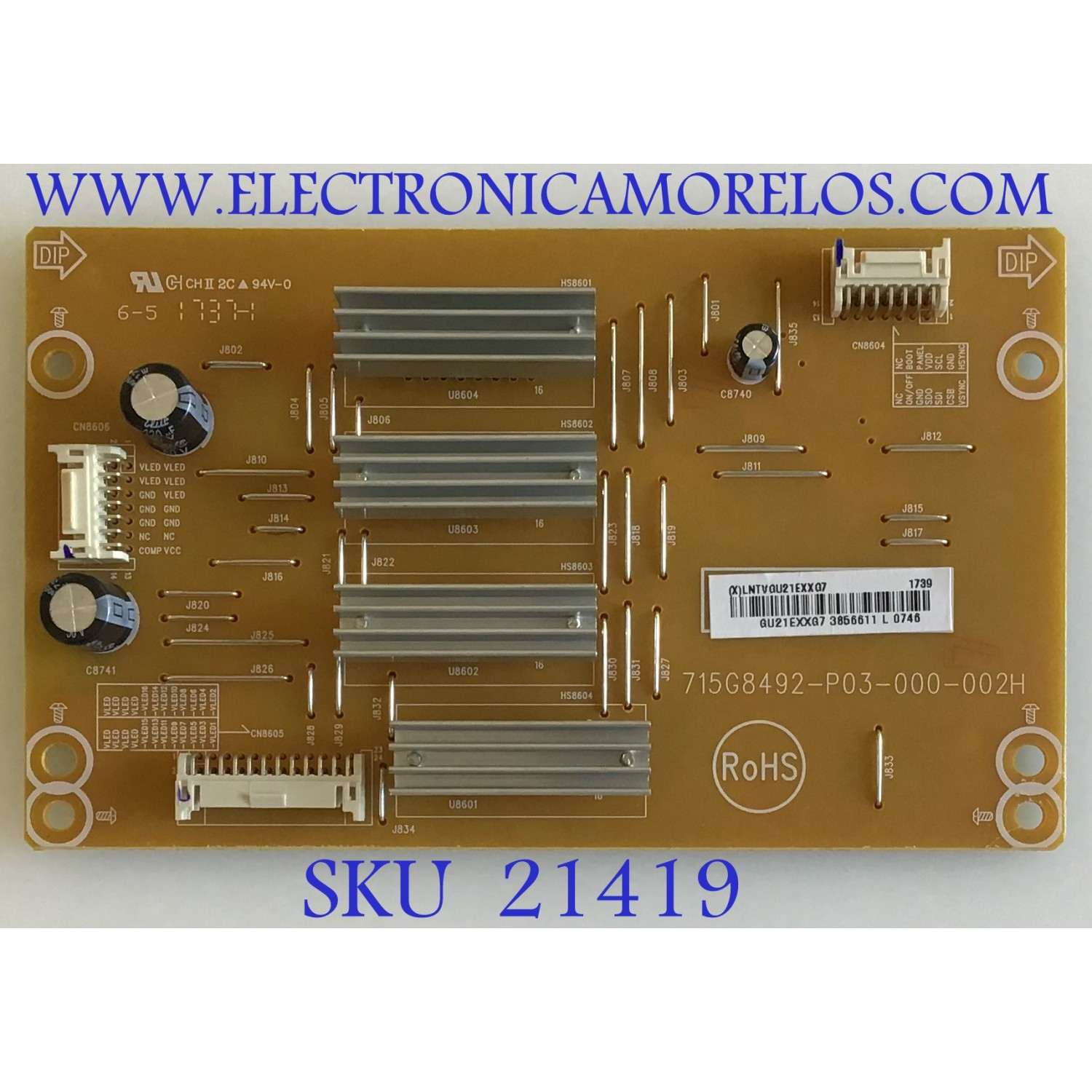 LED DRIVER VIZIO / LNTVGU21EXXG7 / 715G8492-P03-000-002H / (X)LNTVGU21EXXG7 / PANEL TPT550US-FN11.S / MODELOS E55-E1 LTMEVIQT / E55-E1 LTMEVIKT