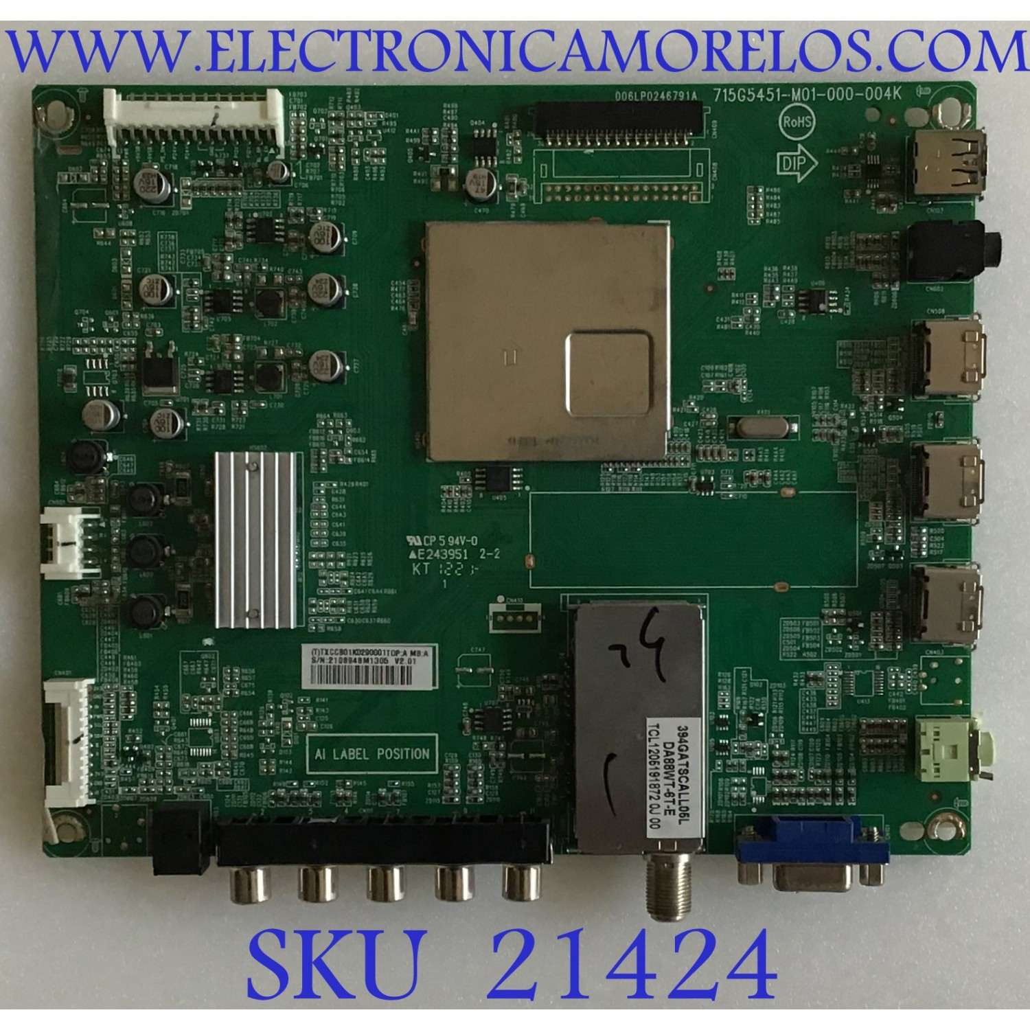 MAIN INSIGNIA CBPFTXCCB01K029 / 715G5451-M01-000-004k / (T)TXCCB01K0290001 / PANEL TPT315B5-WX221 / MODELO NS-32E320A13A EGZC6Y