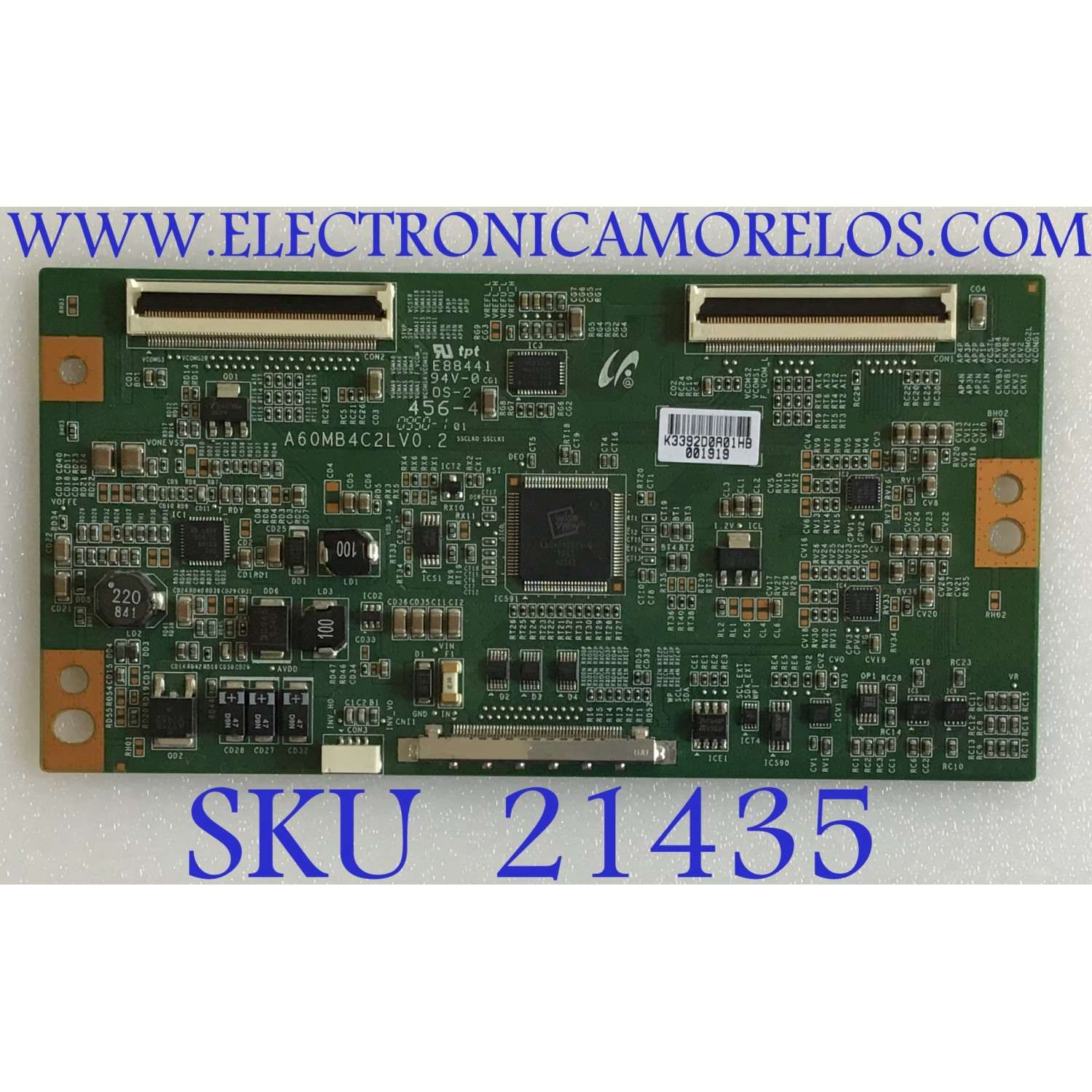 T-CON TOSHIBA / RCA / SCEPTRE / VIORE / LJ94-03392D / A60MB4C2LV0.2 / 3392D / PANEL LTA400HM02 / MODELOS 40E200U / 40LA45RQ / X402BV-FHD / LC40VF60CN