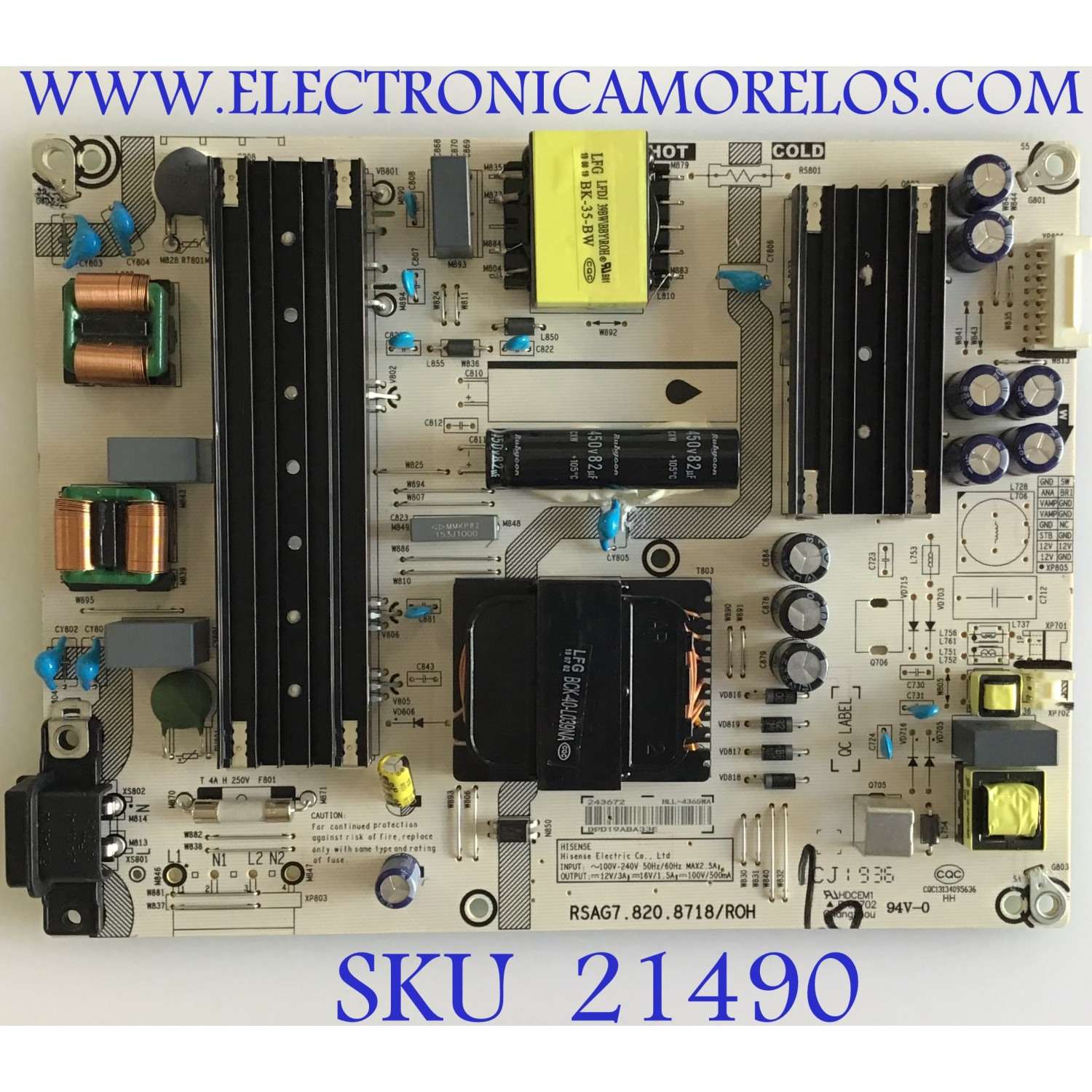 FUENTE DE PODER SHARP / 243672 / RSAG7.820.8718/ROH / PANEL HD500S1U52\S1\GM\BBY\ROH / MODELO LC-50LBU711U / LC-50BU711U 