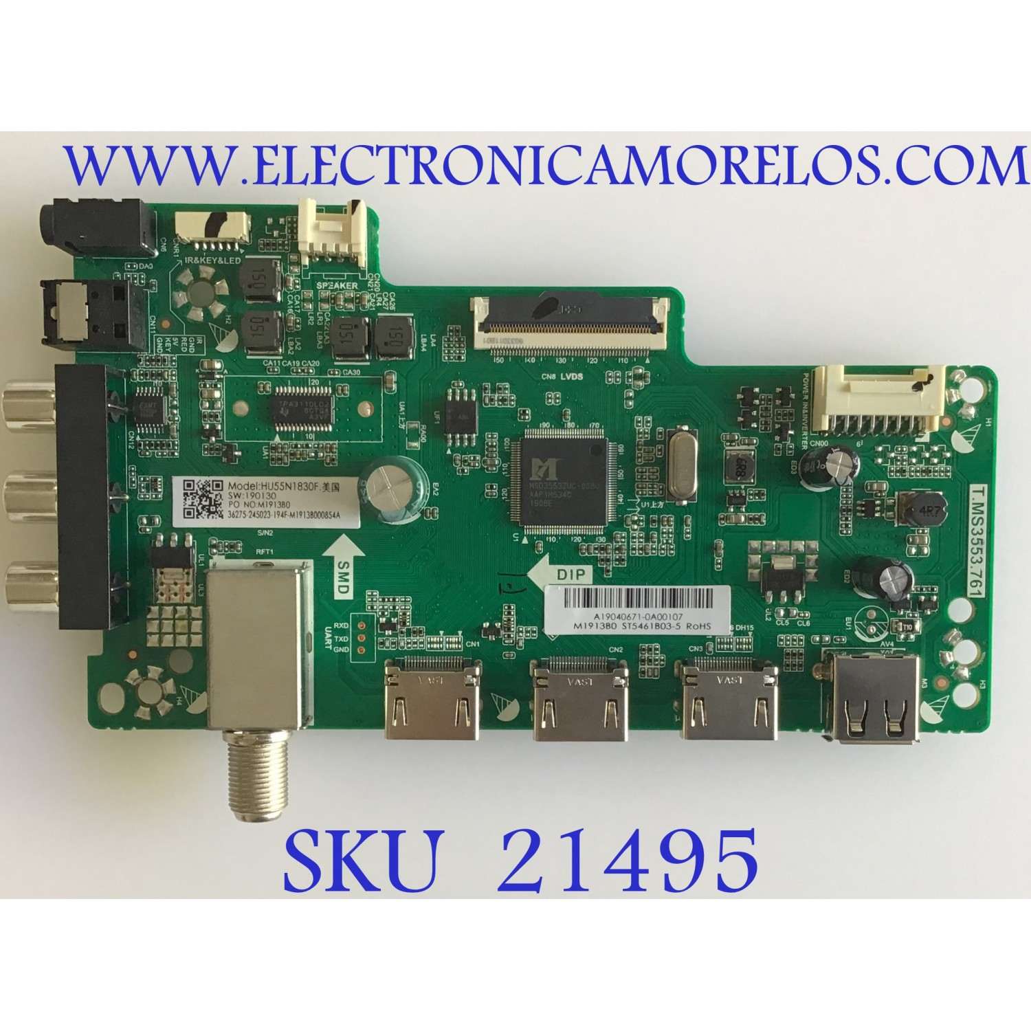 MAIN INSIGNIA / 245023 / T.MS3553.761 / HU55N1830F / 190130 / PANEL JHD550N1F81-TX\S0\FM\ROH\BBY / MODELO NS-55D420NA20 