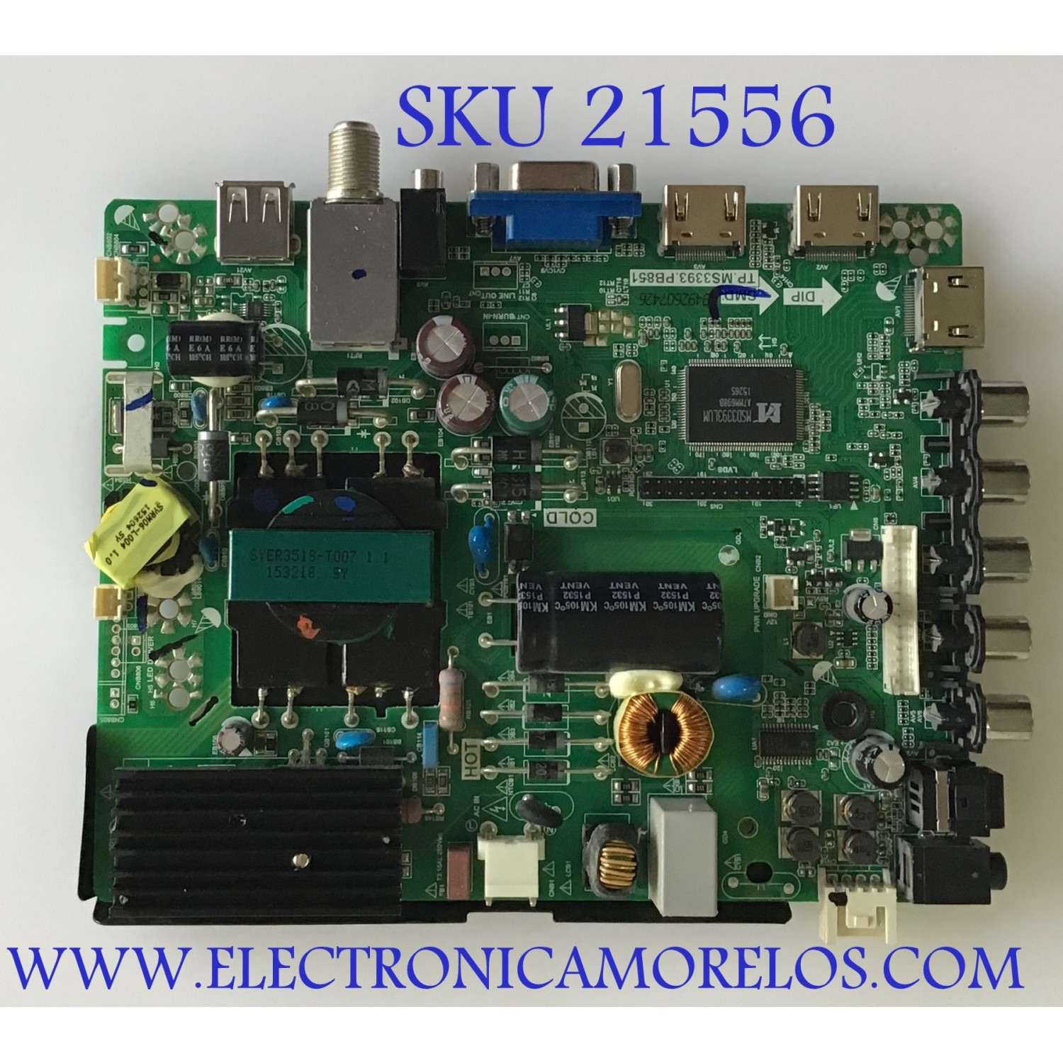 MAIN FUENTE (COMBO) ELEMENT / 34014184 / TP.MS3393.PB851 / PANEL T430HVN01.0 / MODELO ELEFT436