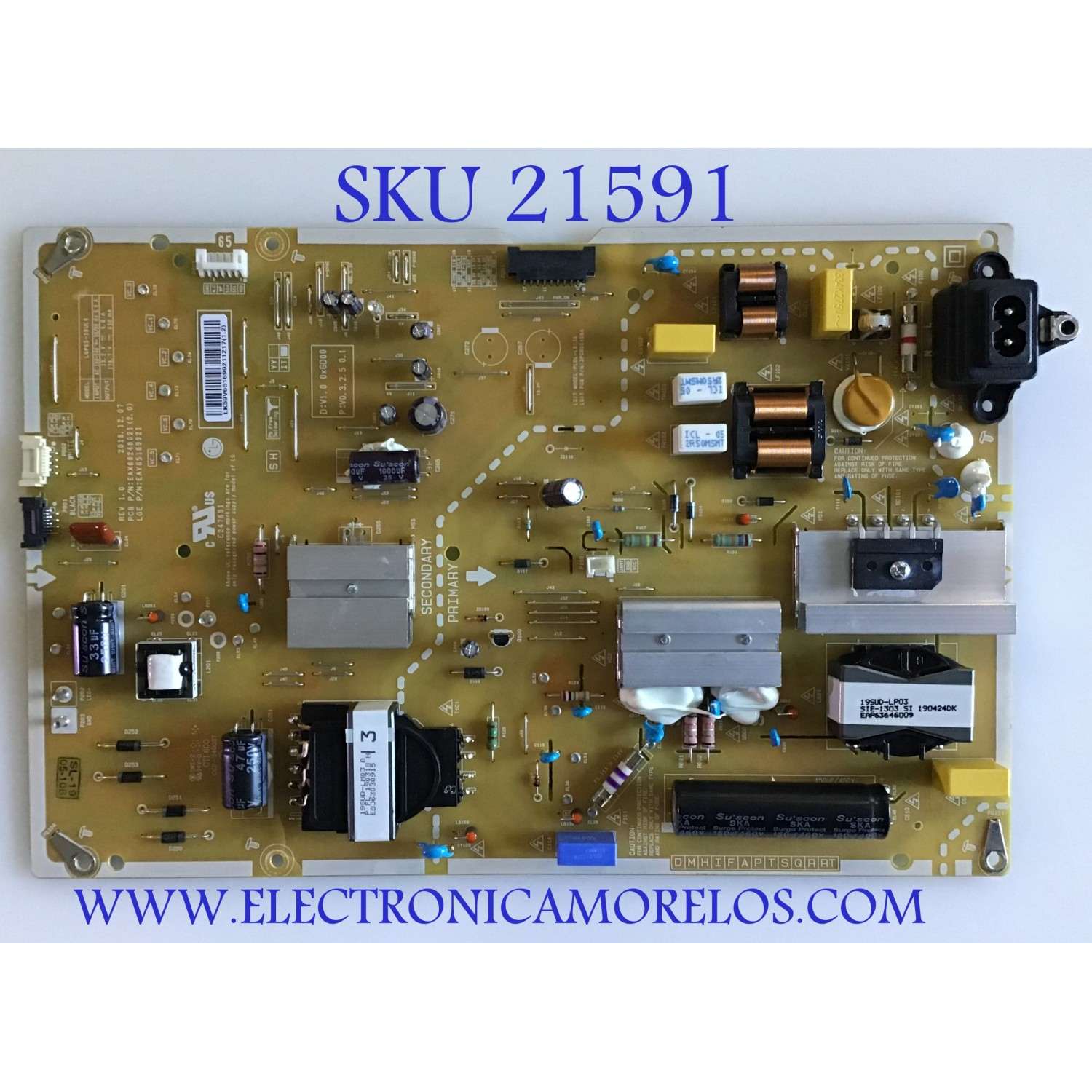 FUENTE DE PODER PARA TV LG / NUMERO DE PARTE EAY65169921 / 65169921 / EAX68248021 / PANEL NC650EQH-AAHH1 / NC650EQG / MODELOS 65NANO81ANA / 65SM8100AUA / 65SM8600PUA / 65NANO81ANA.BUSFLOR / 65SM8100AUA.BUSYLJR / 65SM8600PUA.BUSYLOR / 65NANO81ANA.BUSTROL