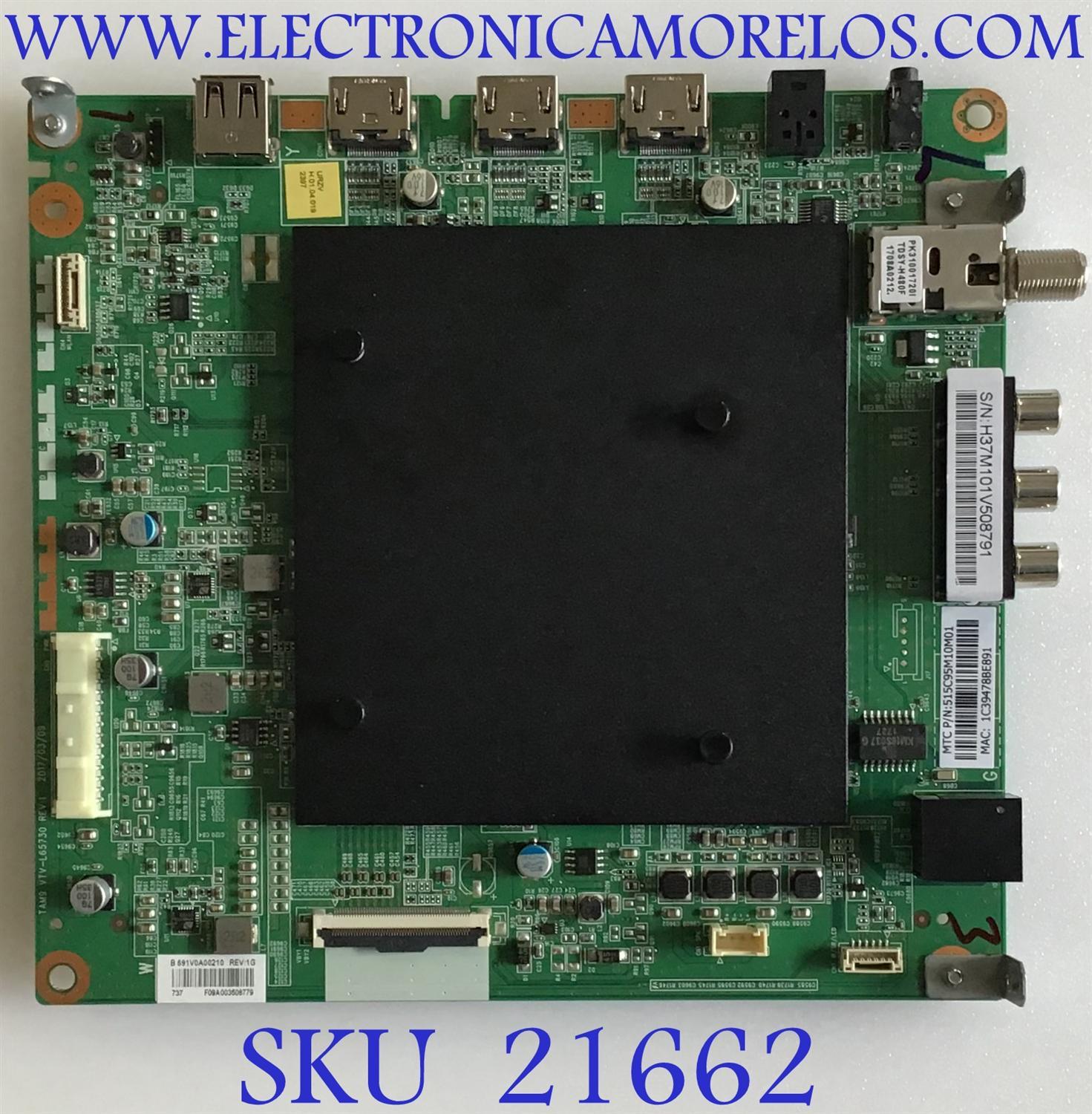MAIN JVC / 515C95M10M01 / 691V0A00210 / 631V0A00210 / PANEL LSC490FN02-W / MODELO LT-49MA875