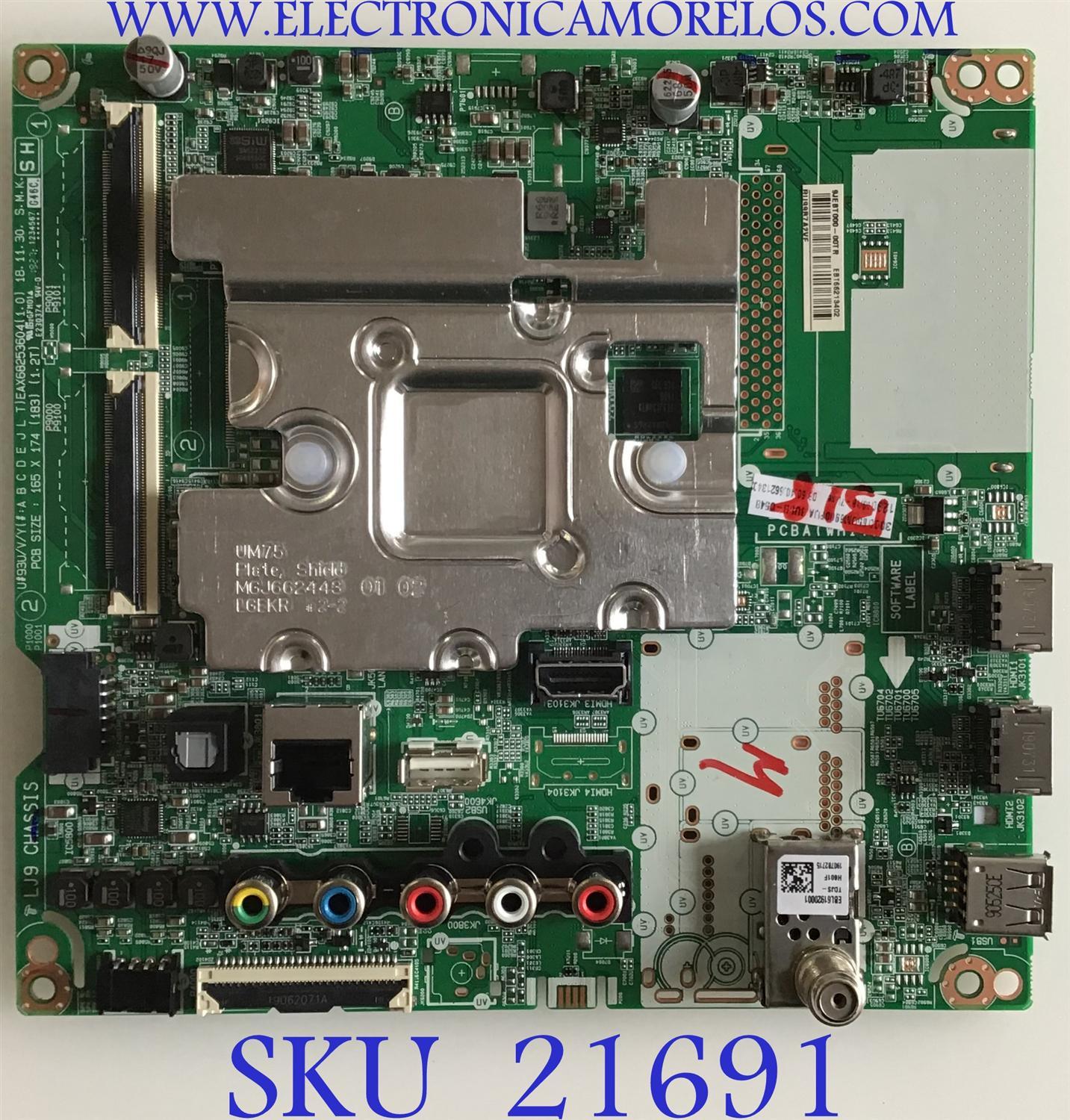 MAIN PARA TV LG 4K·UHD·HDR / NUMERO DE PARTE EBT66213402 / EAX68253604 / EAX68253605 / EAX68253604(1.0) / EAX68253605(1.1) / PANEL NC650DQG-ABGX5 / MODELOS 65UM6900PUA / 65UM6900PUA.BUSGLKR / 65UM6900PUA.BUSGLJR / 65UM6900PUA.BUSGLOR / 65UM6900PUA.BUDGLKR