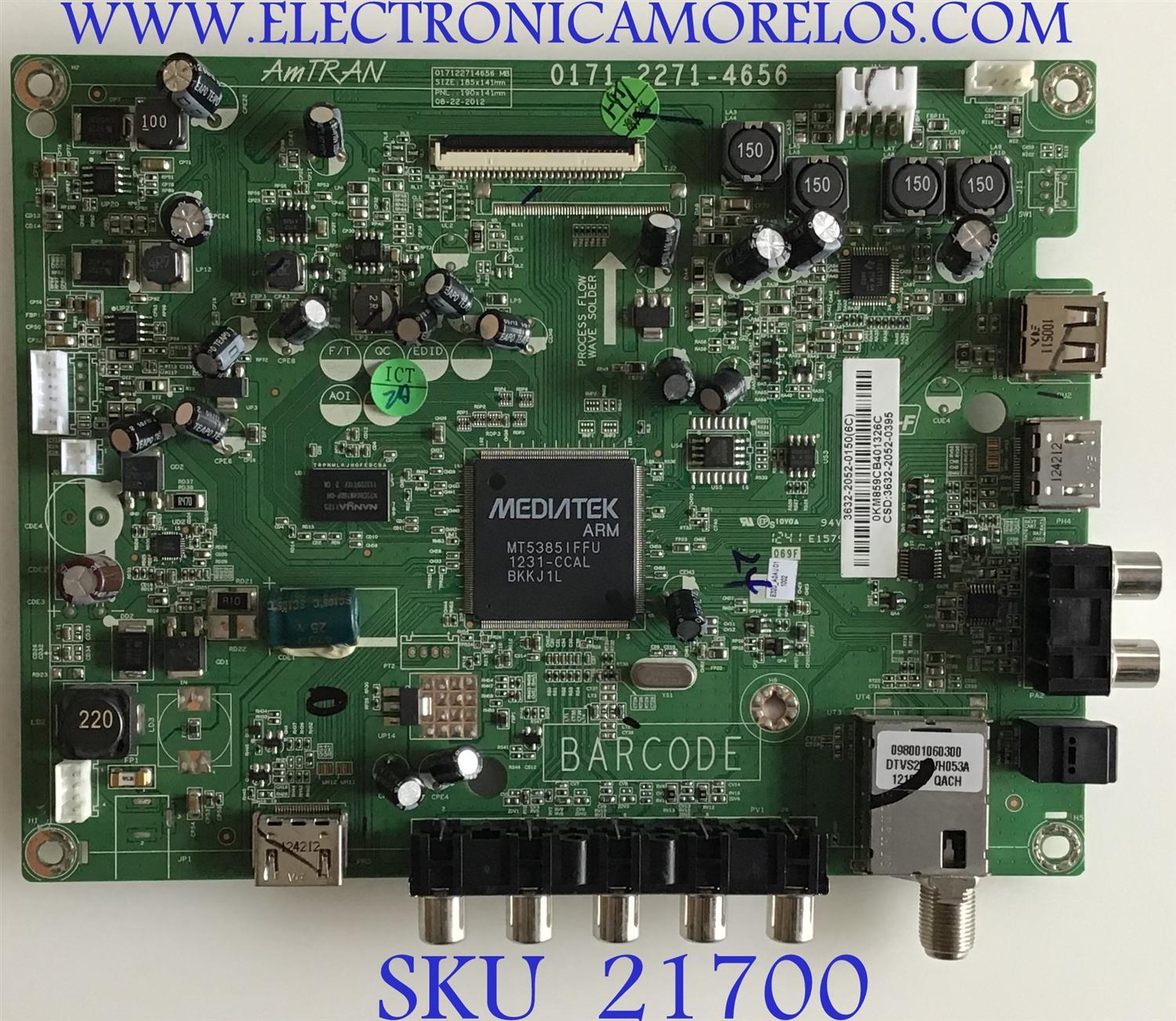 MAIN VIZIO / 3663-2052-0150 / 0171-2271-4656 / 3632-2052-0395 / SUSTITUTAS 3632-2042-0150 / 3632-2232-0150 / PANEL T320XVN01.0 / MODELOS E320-A0 LAQANLDN / E320-A0 LAEANLDN / E320-A0 LAQANLDP / E320-A0 LAUANLDN
