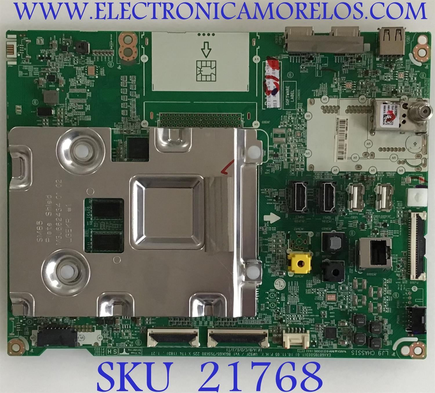 MAIN LG CLASS 4K SMART TV UHD / EBT66161101 / EAX68785003(1.0) / EAX68785004(1.0) /  PANEL NC750DQF-AAHR1 / MODELO 75UM8070PUA BUSYLOR / 75UM8070PUA.BUSYLKR / 75UM8070PUA.BUSYLOR